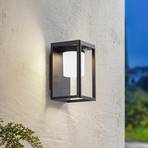 Lucande LED соларна лампа за стена Tilena, черна, алуминий, сензор