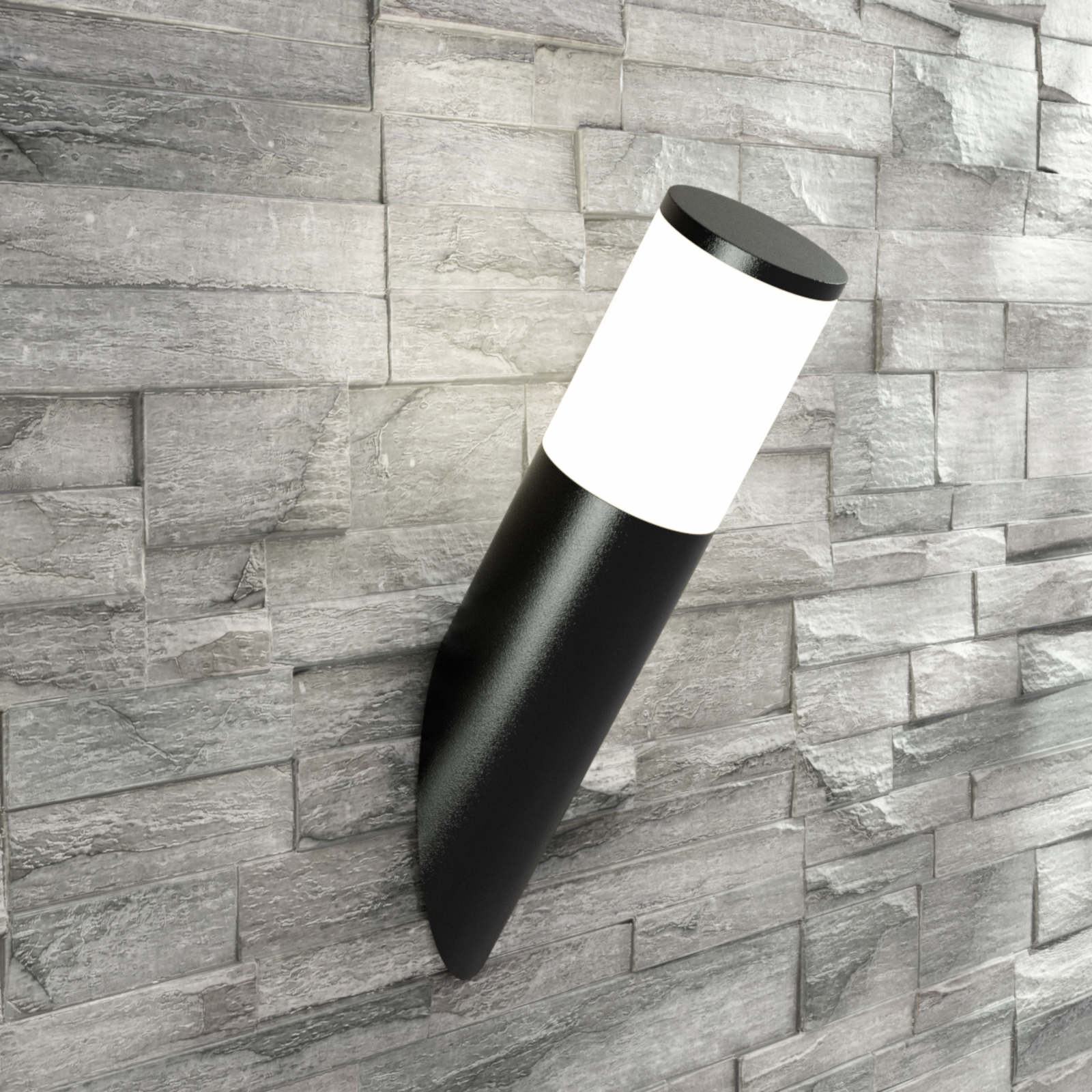 Fumagalli LED-udendørs vægfakkel Amelia i sort - væglampe udendørs - moderne udendørslampe sort, opal - støbt harpiks, Pmma