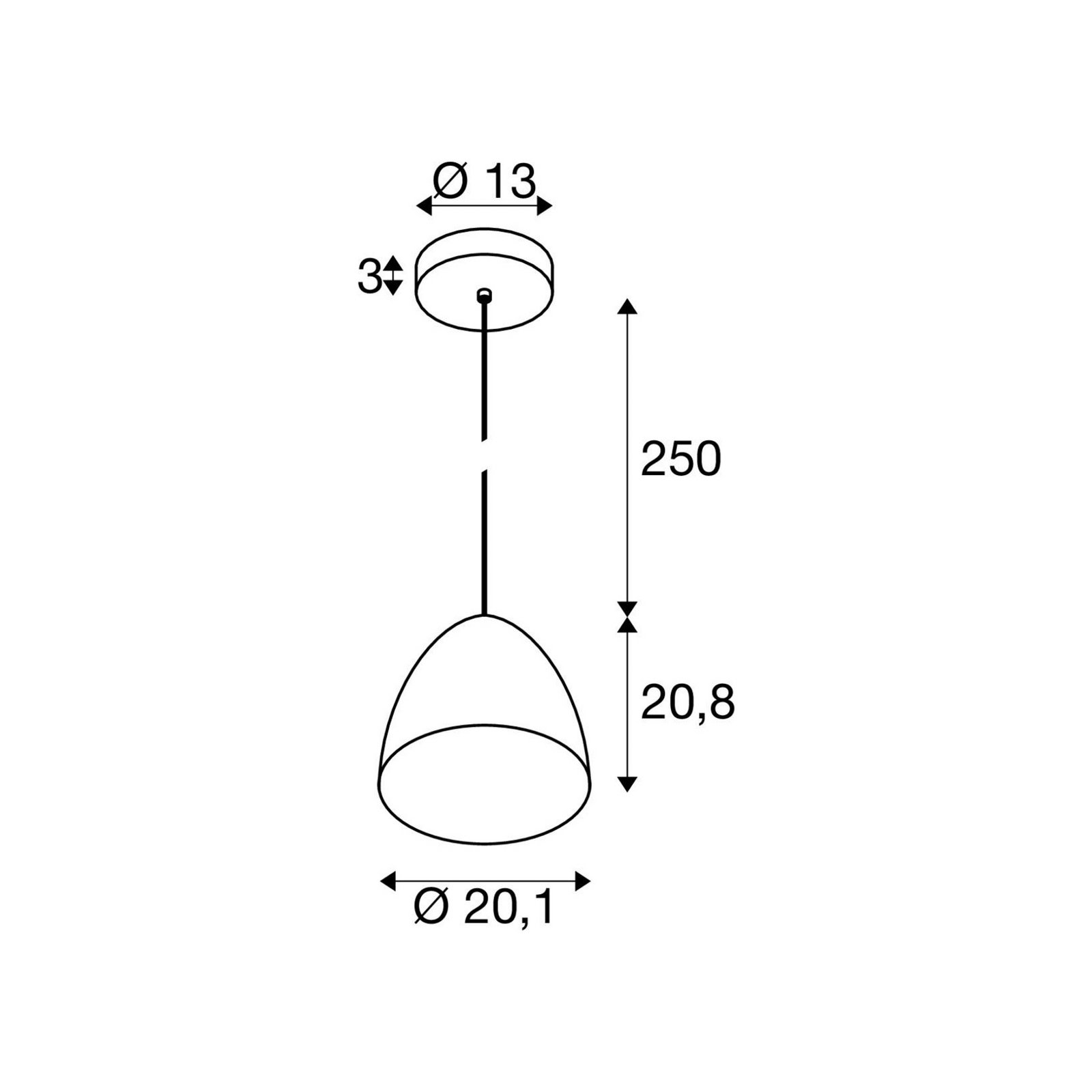 SLV Hängelampe Para Cone, Ø 30 cm kupferfarben/weiß