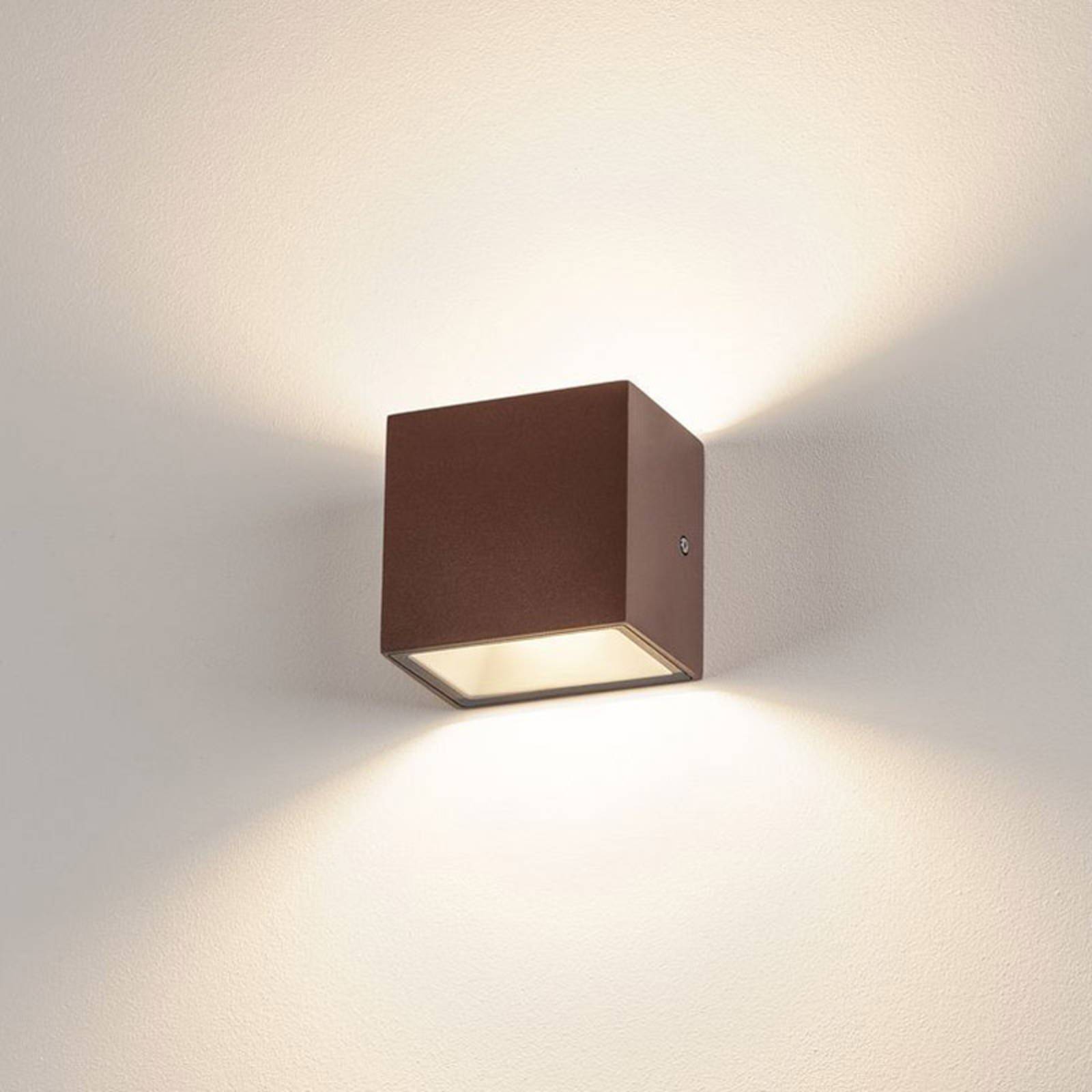 SLV Sitra Cube LED utendørs vegglampe rust