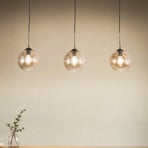 Lindby Sofian hänglampa, bärnsten, glas, 100 cm, 3 lampor.