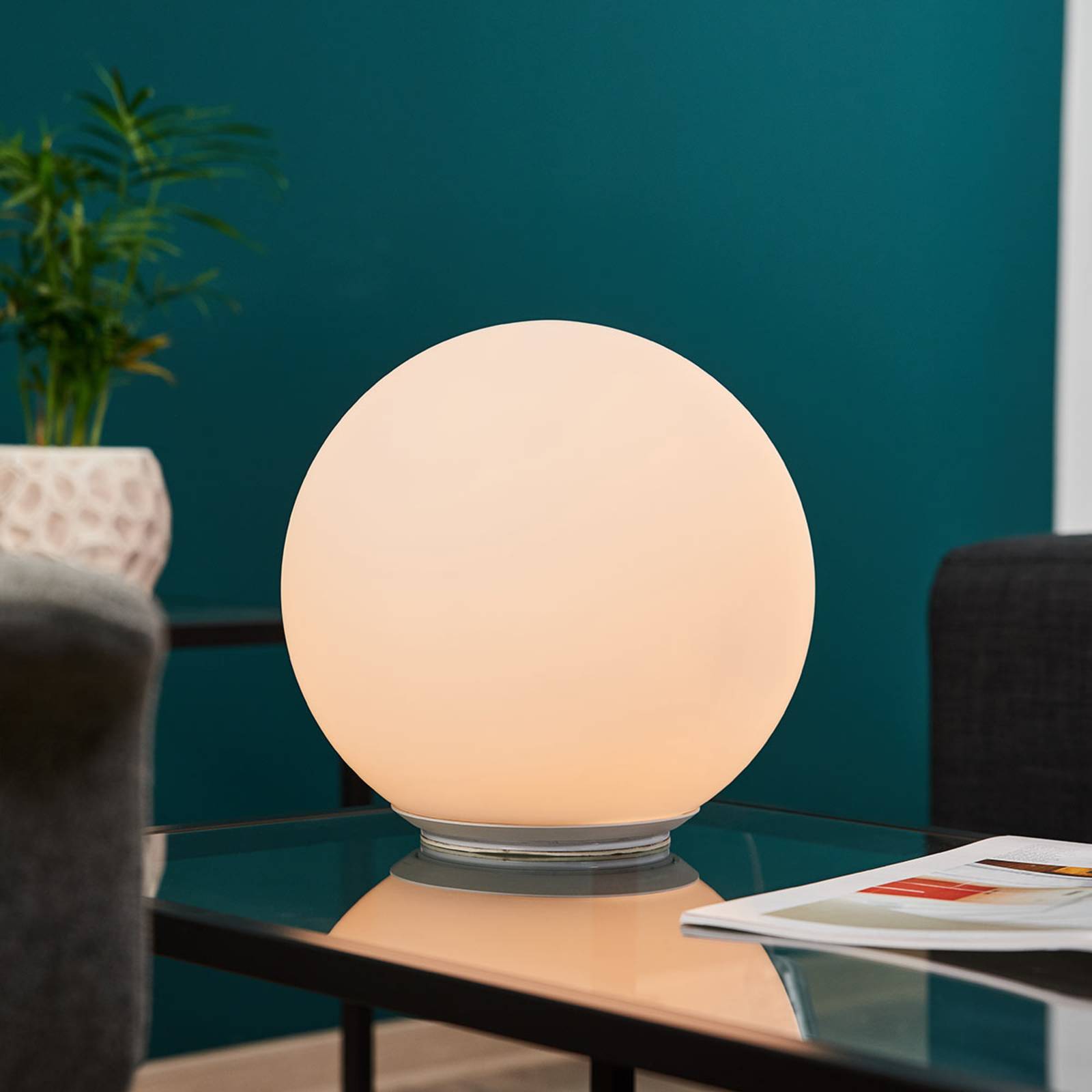 Okrągła szklana lampa stołowa Dioscuri, 25 cm