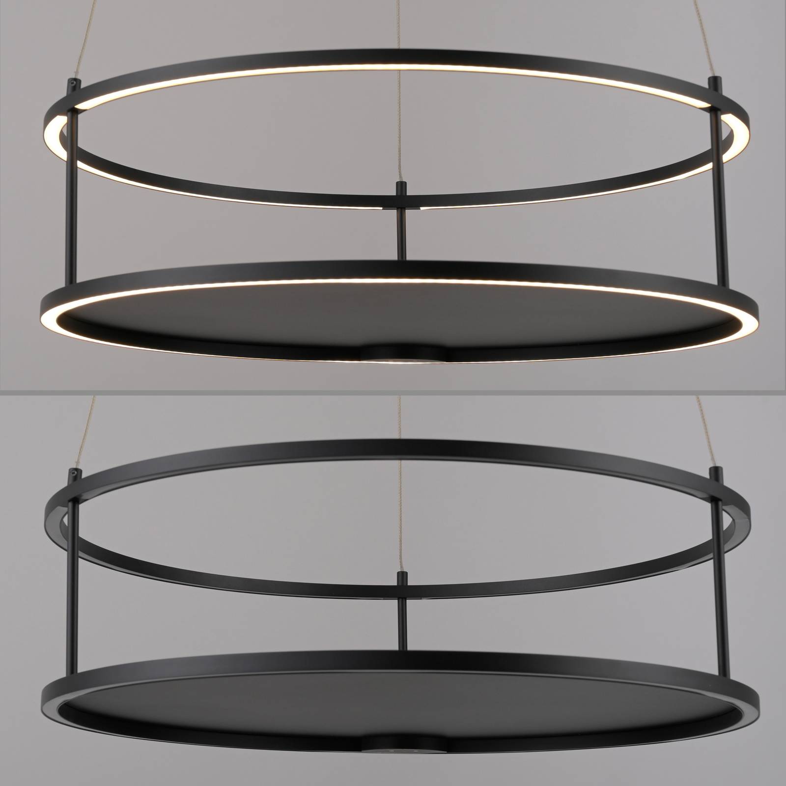 Paul Neuhaus lampa wisząca LED Contura, czarna, Ø 50 cm