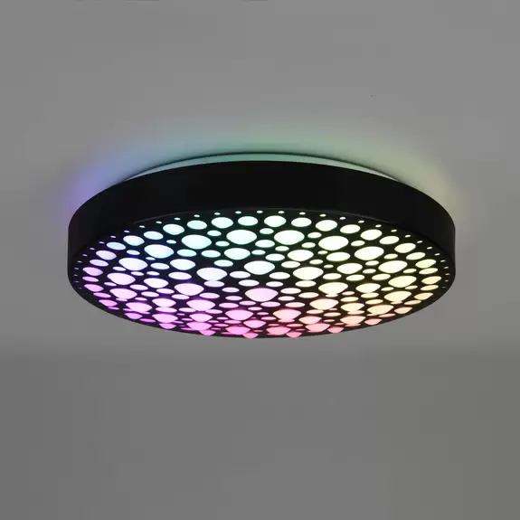 Lampenwelt LED-Deckenlampe Chizu Ø 40,5cm dimmbar RGB schwarz