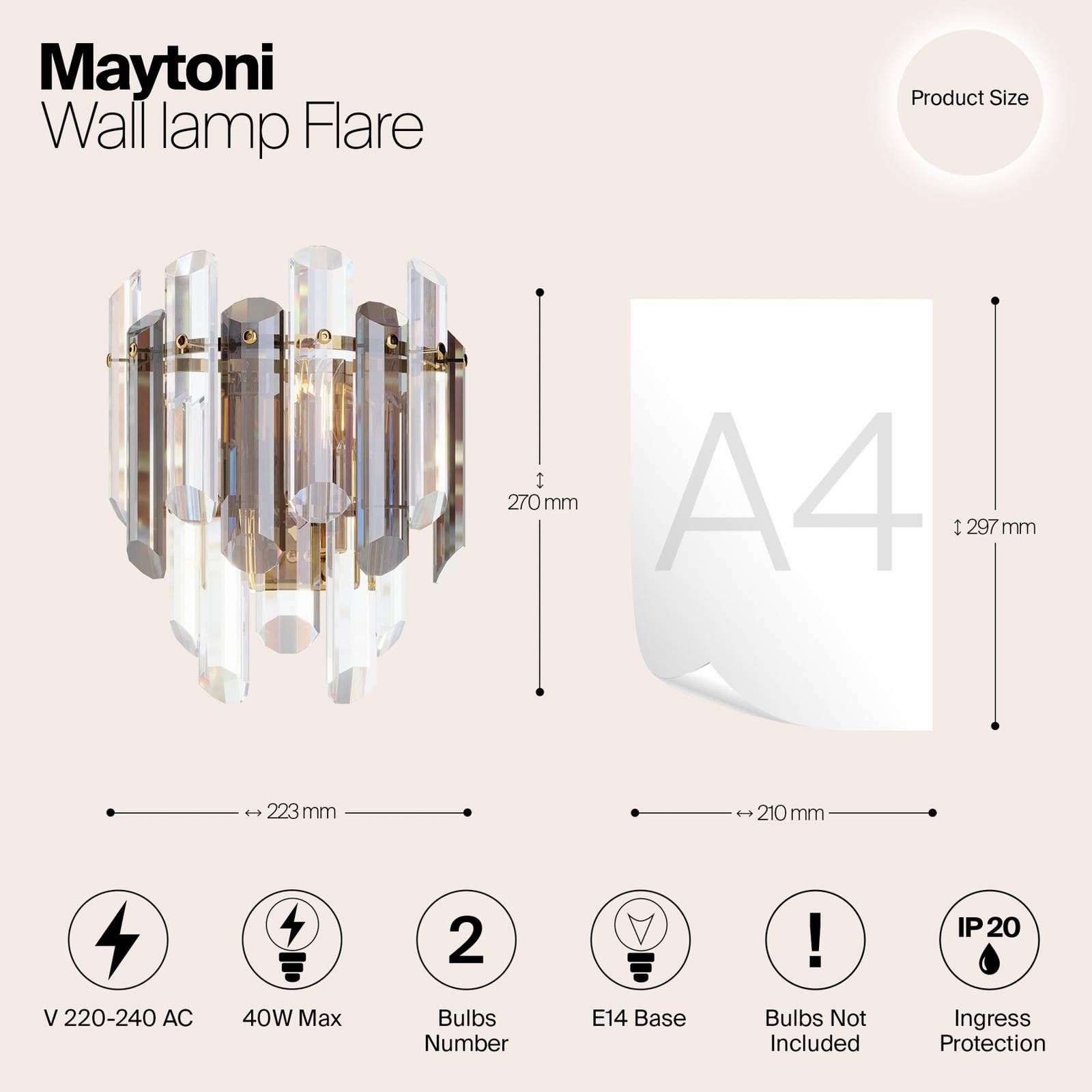 Maytoni Flare kinkiet z kryształowym dekorem