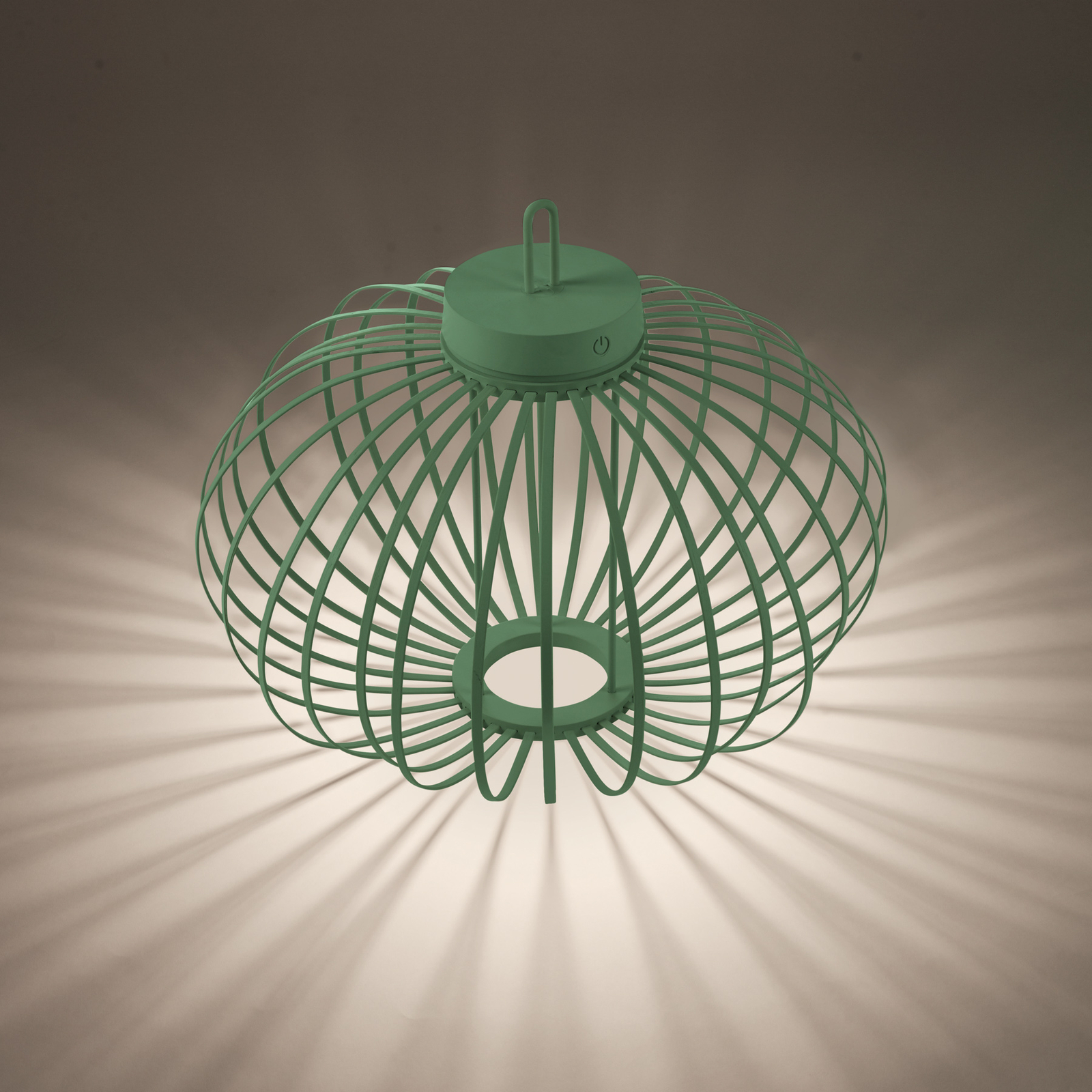 JUST LIGHT. Akuba LED-ladattava pöytävalaisin, vihreä, 37 cm, bambu