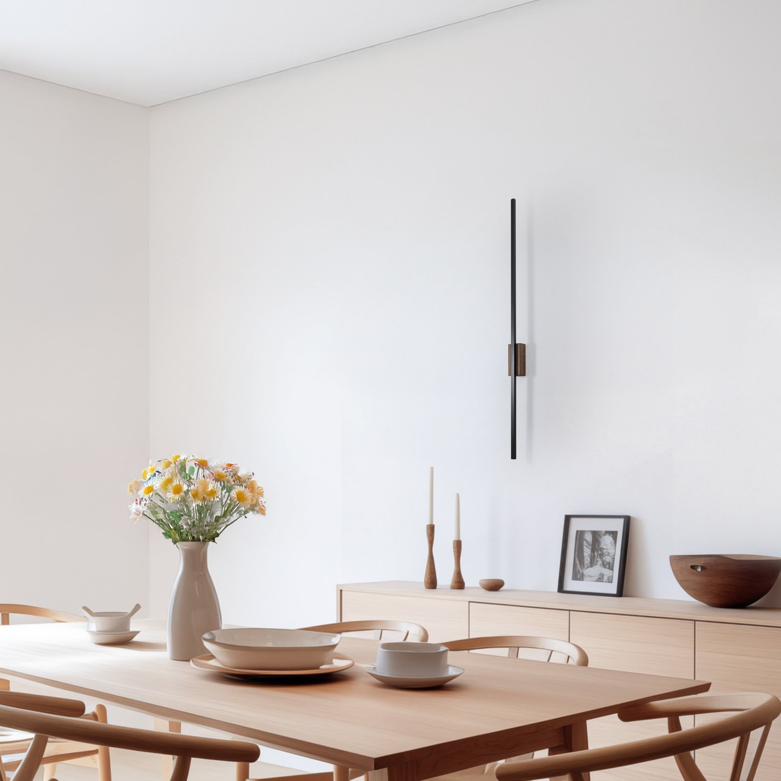 Aplică de perete LED Flash negru/nuc înălțime 108 cm 1 bec