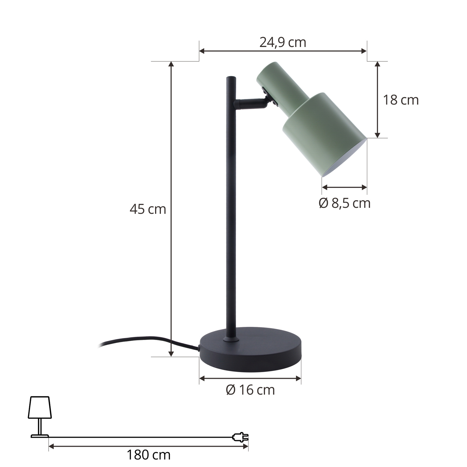 Lindby bordslampa Ovelia, grön/svart