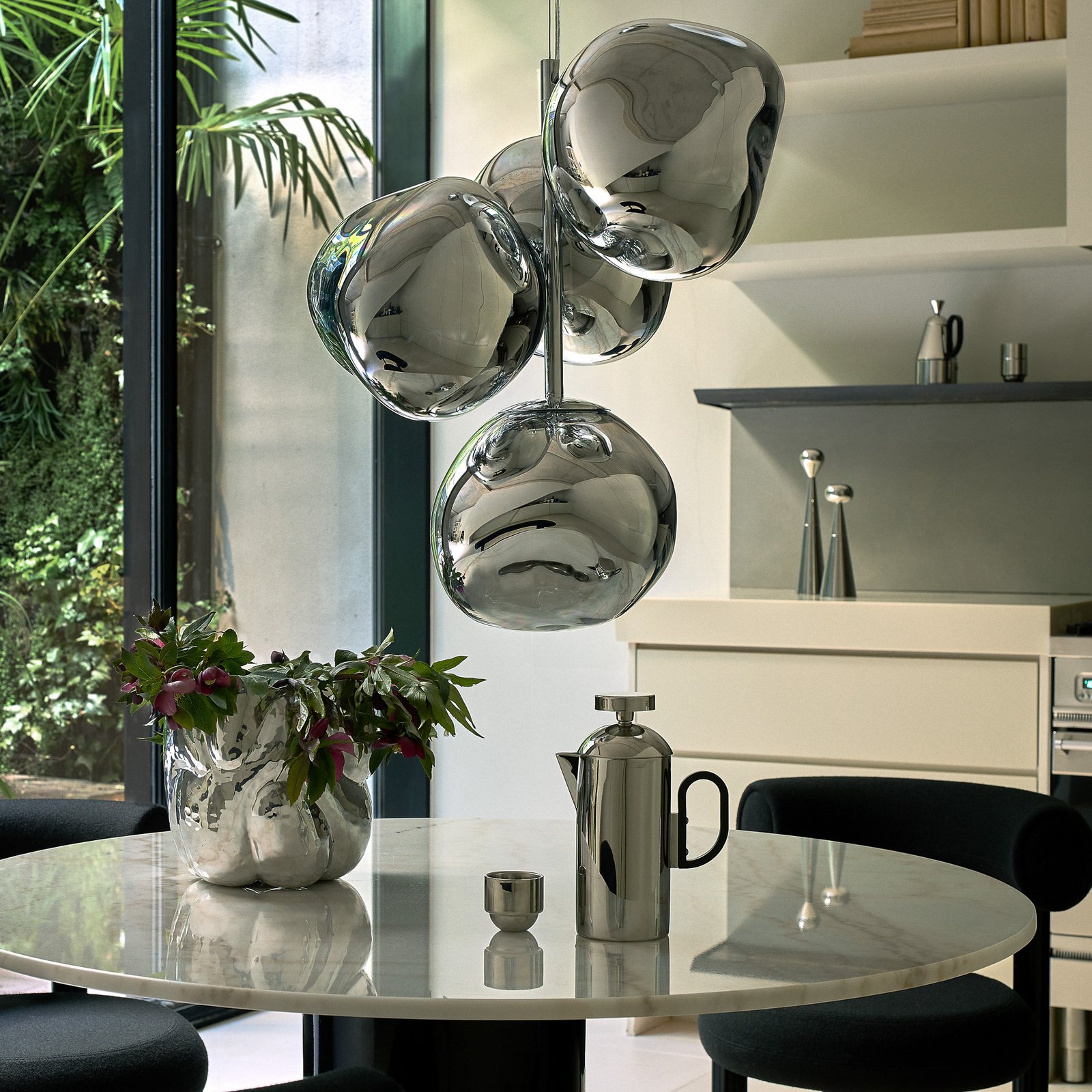 Tom Dixon LED-Hängelampe Melt Chandelier Mini, silberfarben