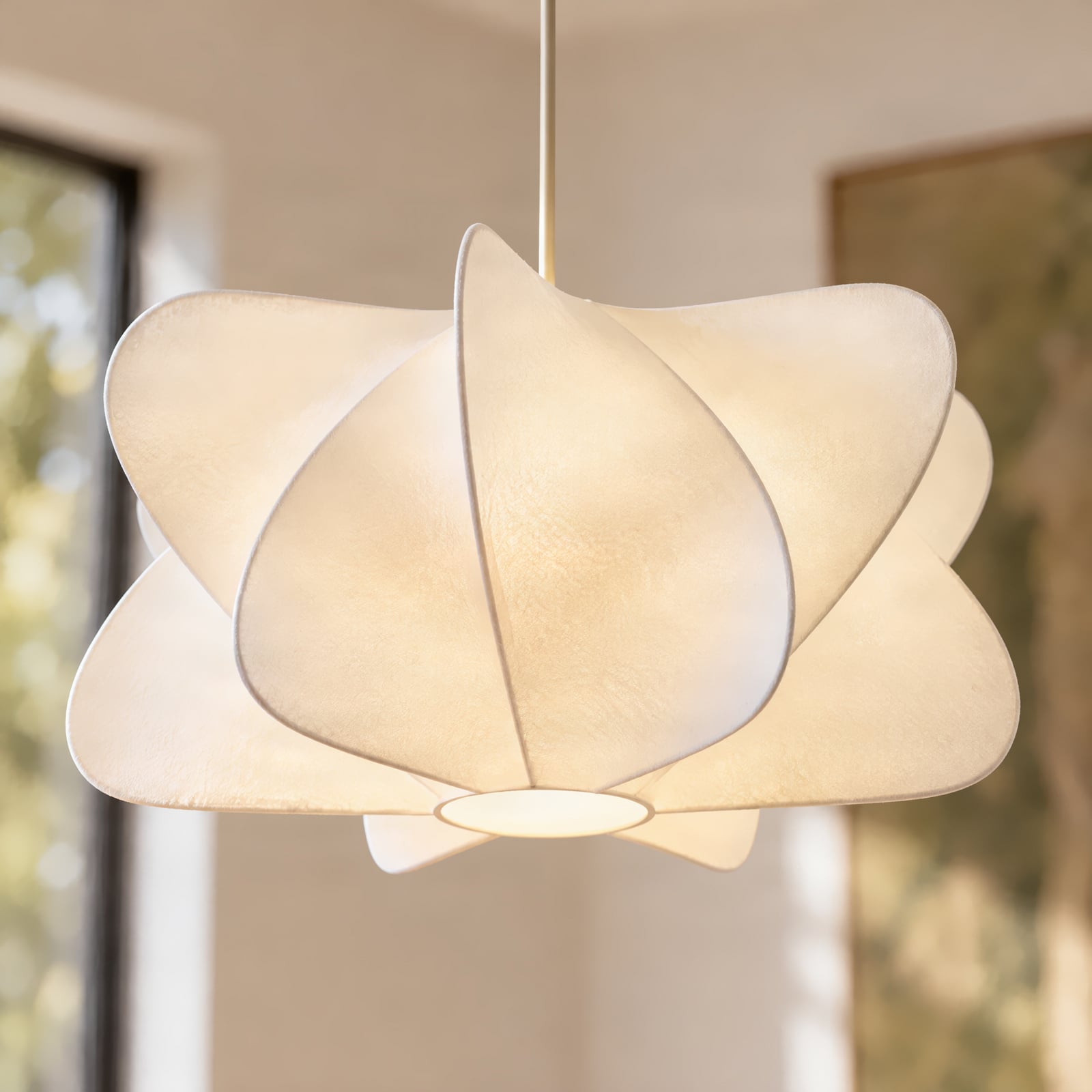 Nola hanglamp Cliffort, Ø 50 cm, 1-lamp, wit, textiel