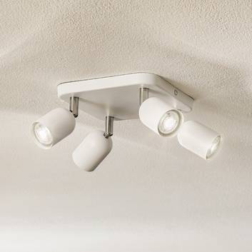 Deckenspot Top, vierflammig, quadratisch weiß