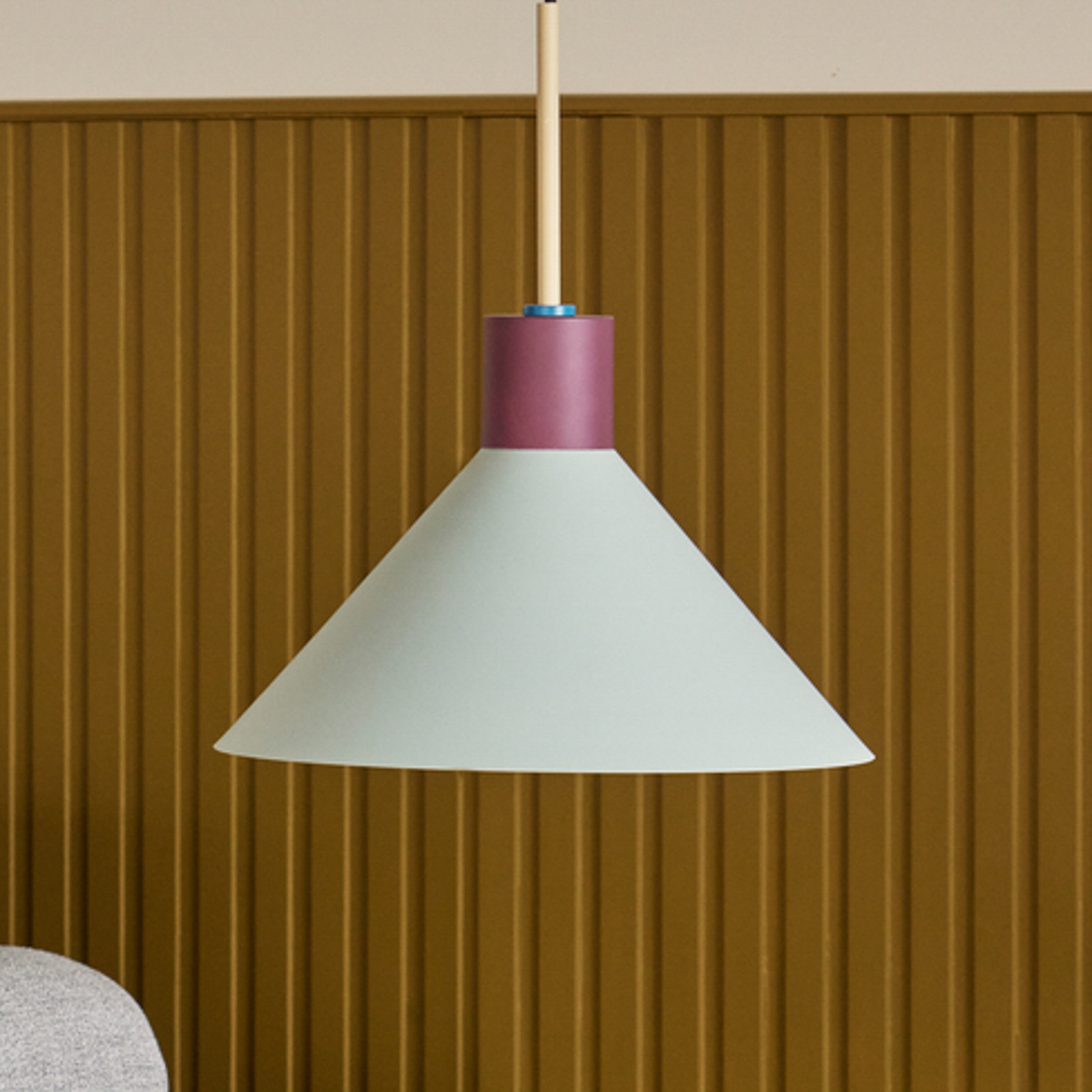Hübsch Lampă suspendată Crayon albastru deschis/roșu vin fier E27 - Camera de zi / sufragerie - design - albastru deschis burgundy - Metal