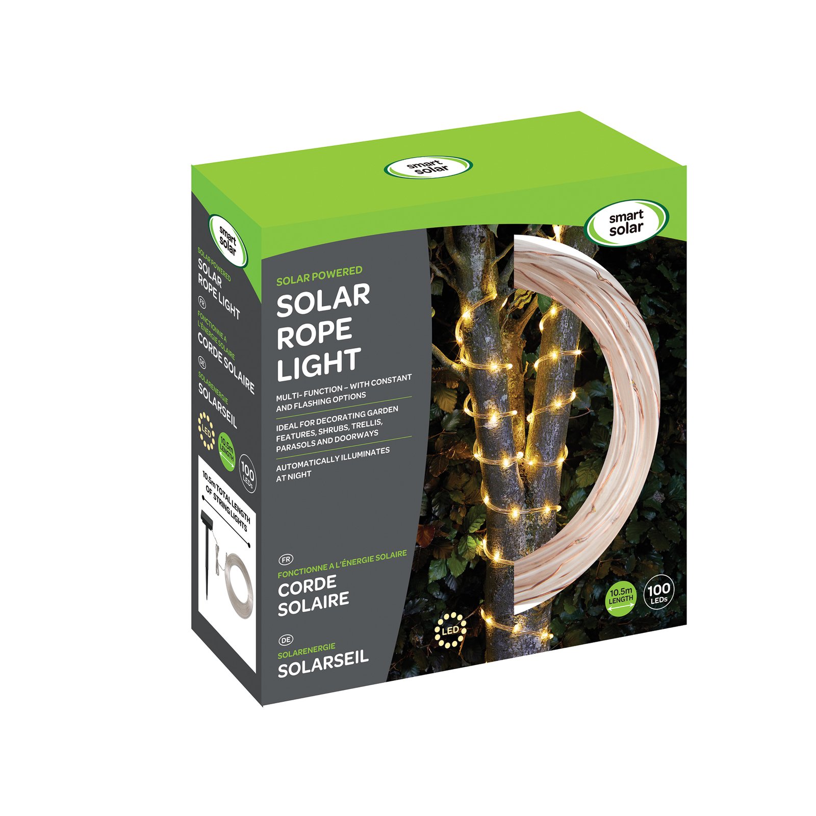 LED-Solar-Lichterschlauch Rope, 100-flammig