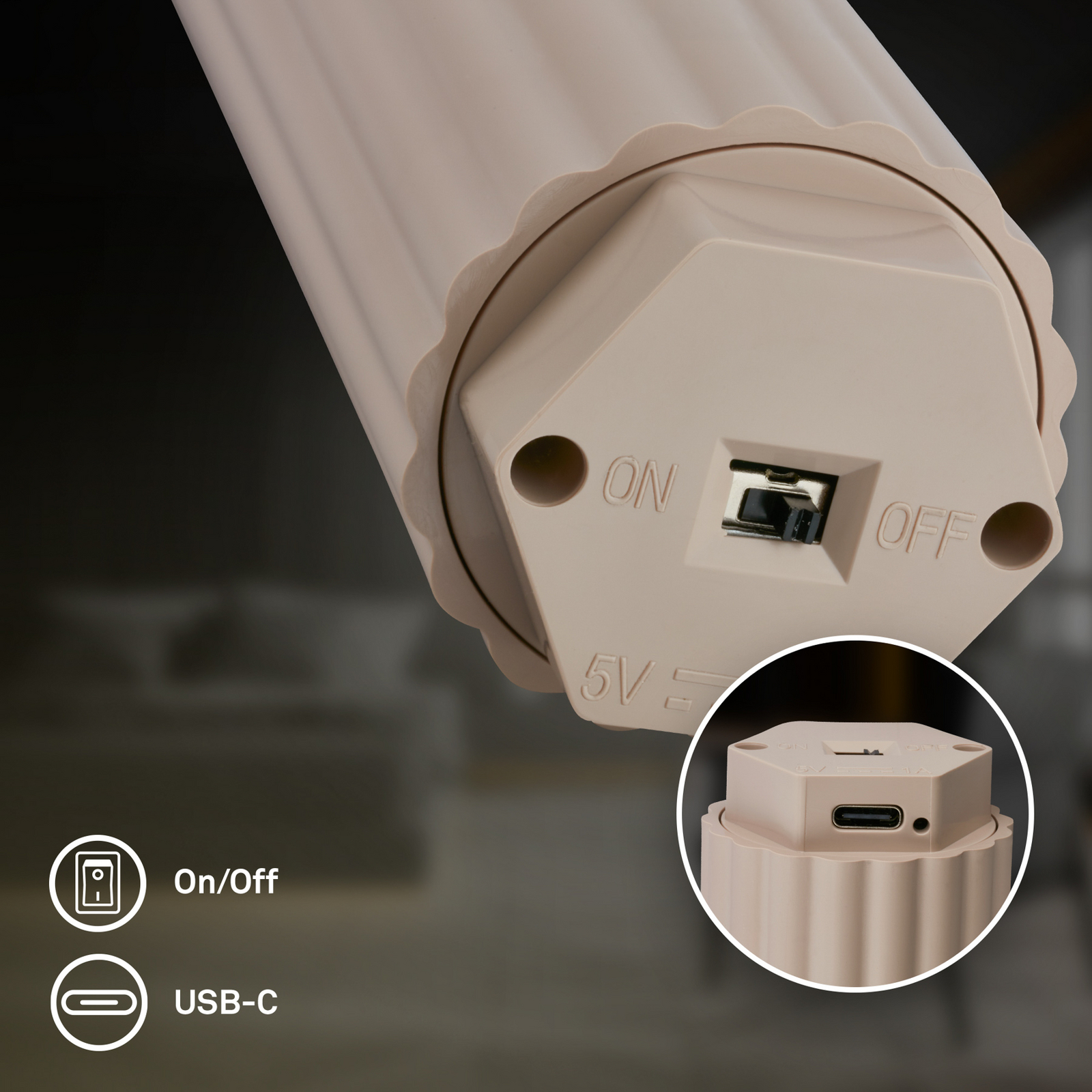 Lámpara colgante LED recargable «Hang», color beige, plástico, atenuable Lámpara colgante LED recargable «Hang», color beige, plástico, atenuable