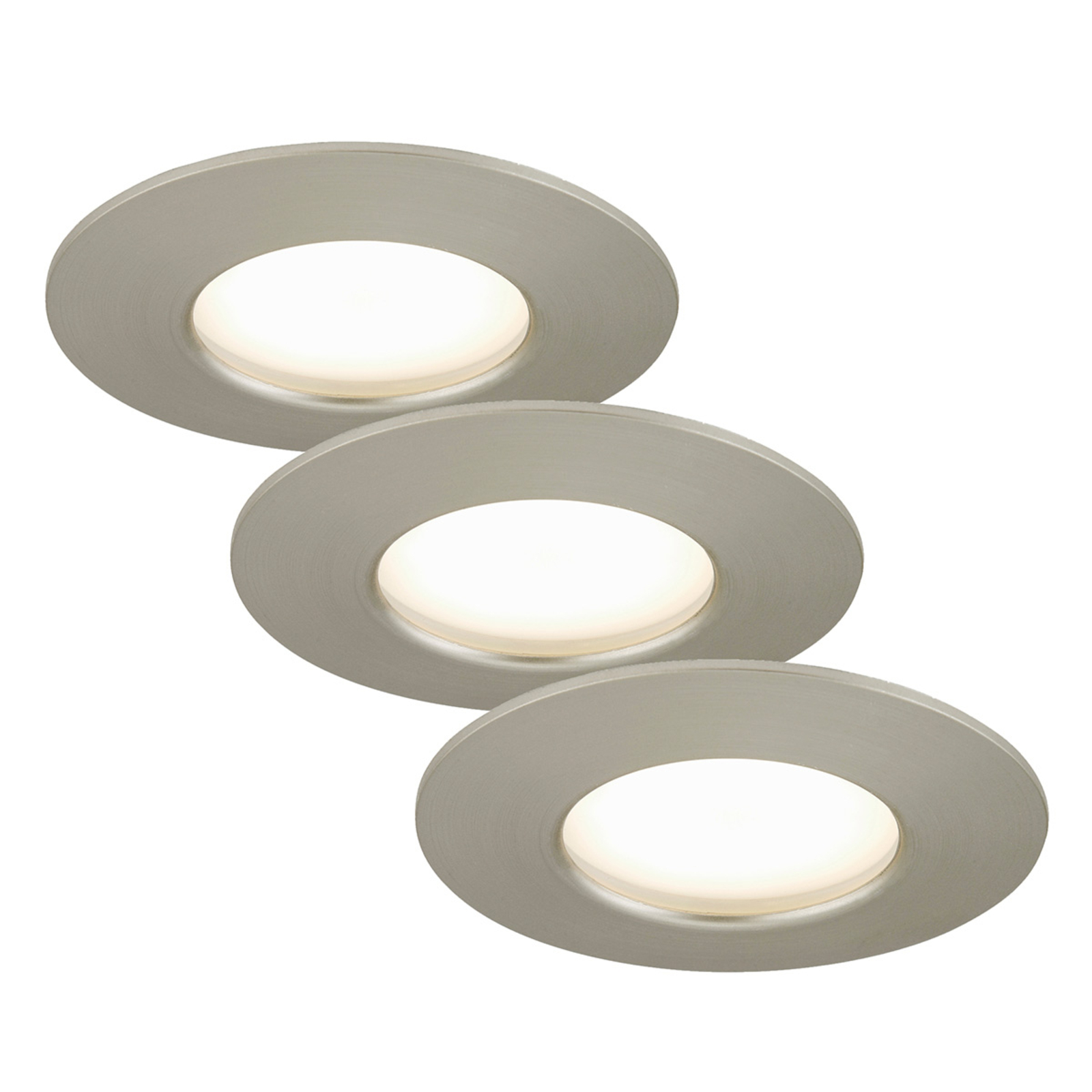 Set di 3 downlight LED Nikas IP44 nichel