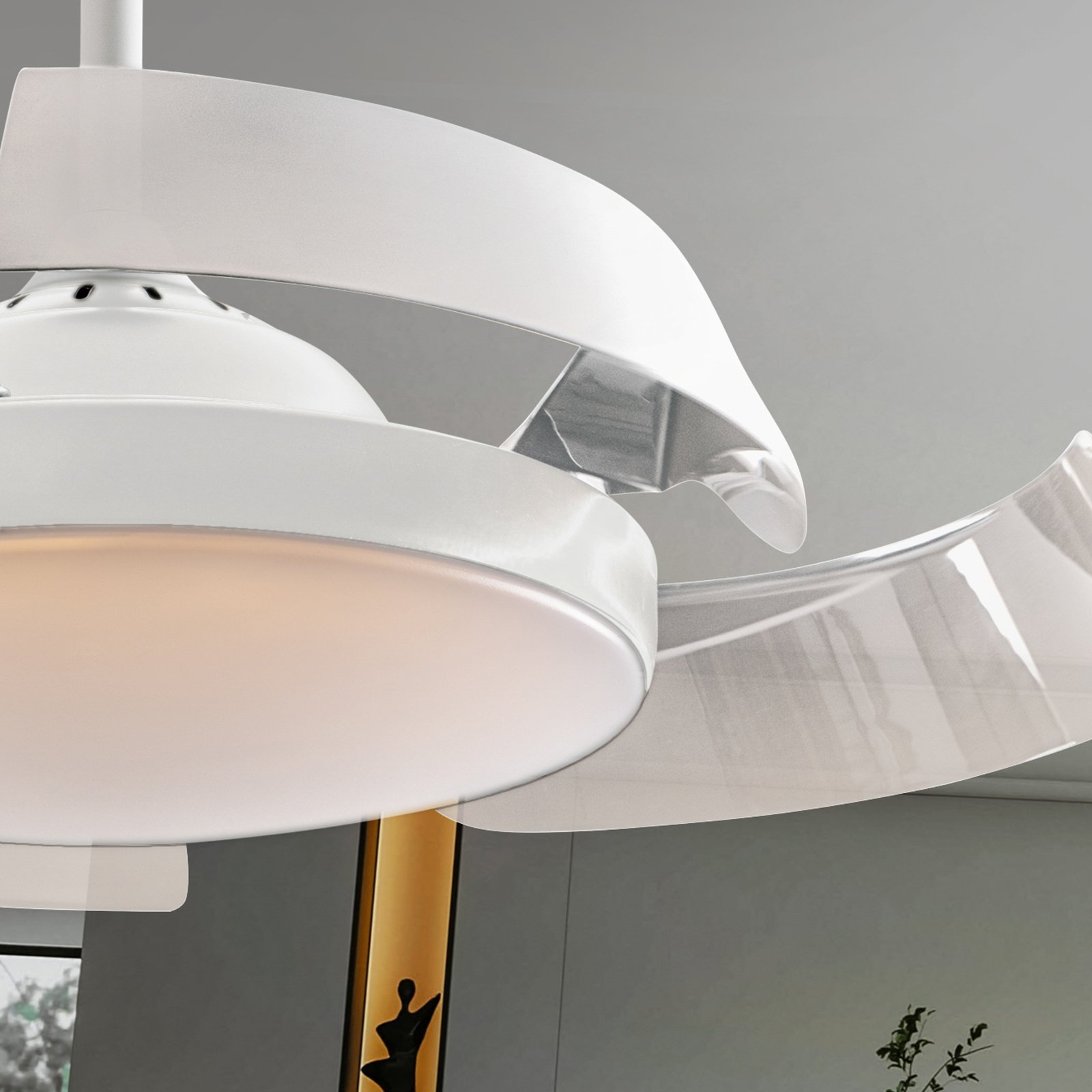 Ventilateur de plafond Enzo LED, dim, CCT, blanc