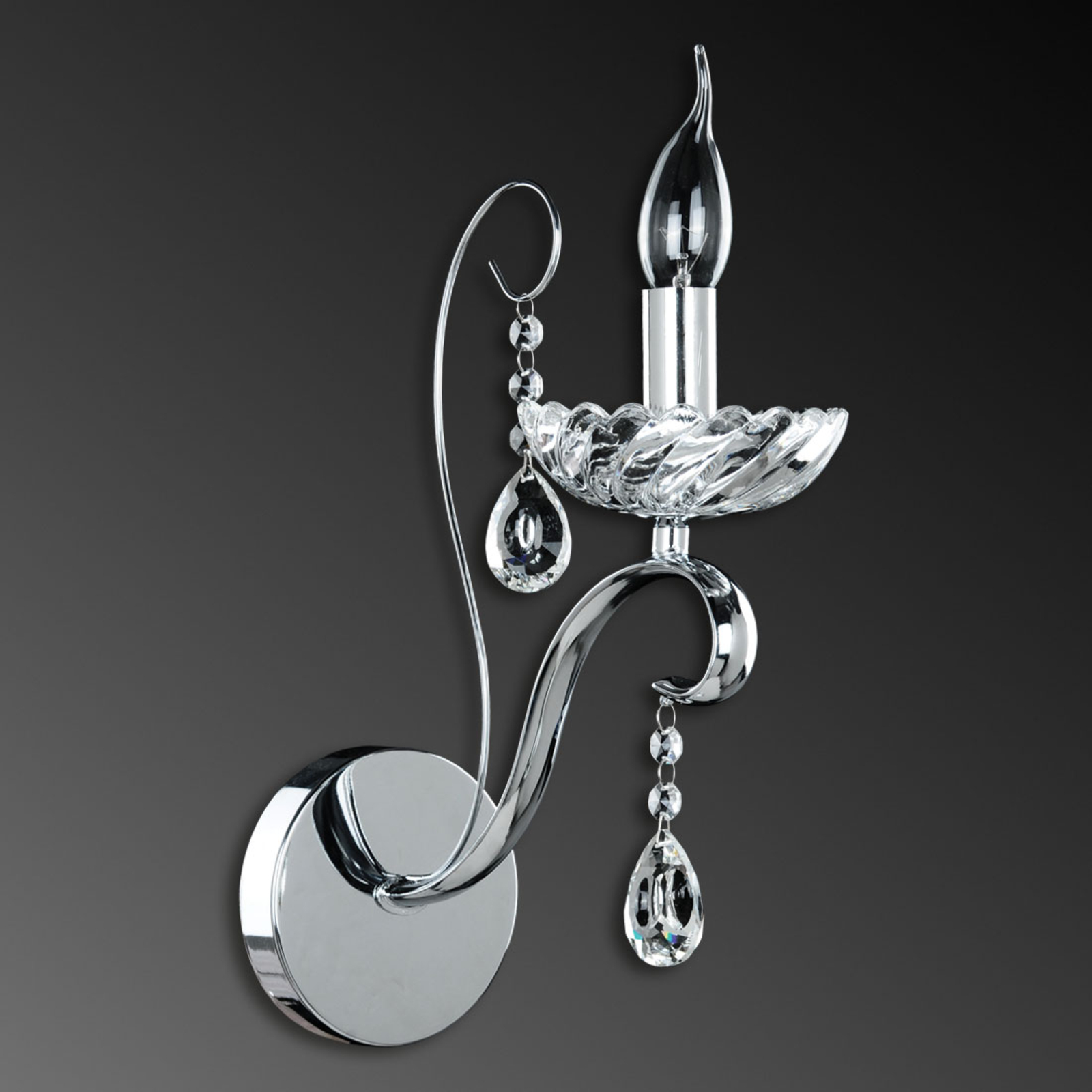 Spot-Light Wall light Alessa, for Living / Dining Room, metal, glass, E14, 40 W, energy efficiency: A++, W: 12.5 cm, H: 37 cm