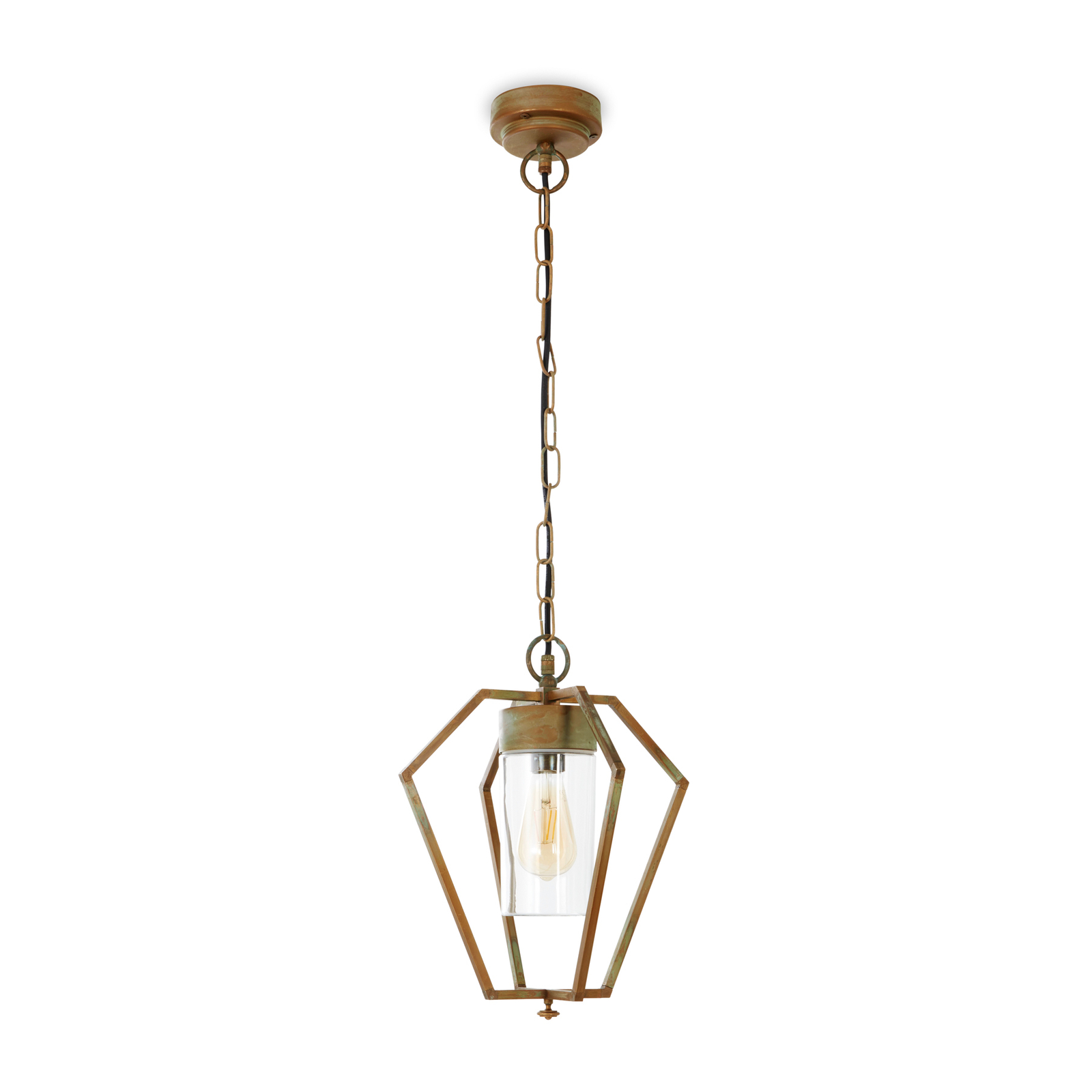 Gemstone 3452 outdoor hanging light brass/clear
