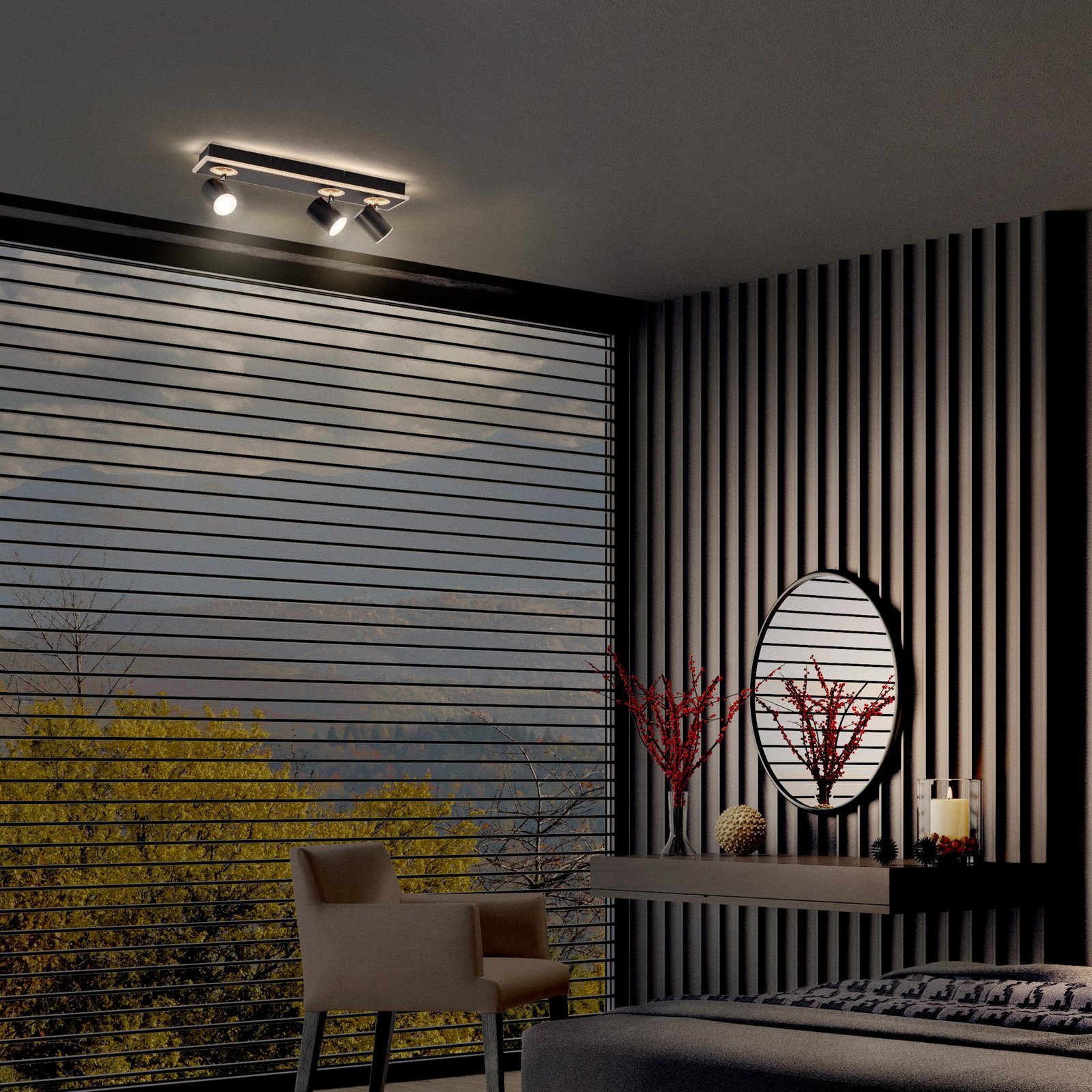 LEDVANCE LED downlight Mars, 4-bulb, 3 spots, black