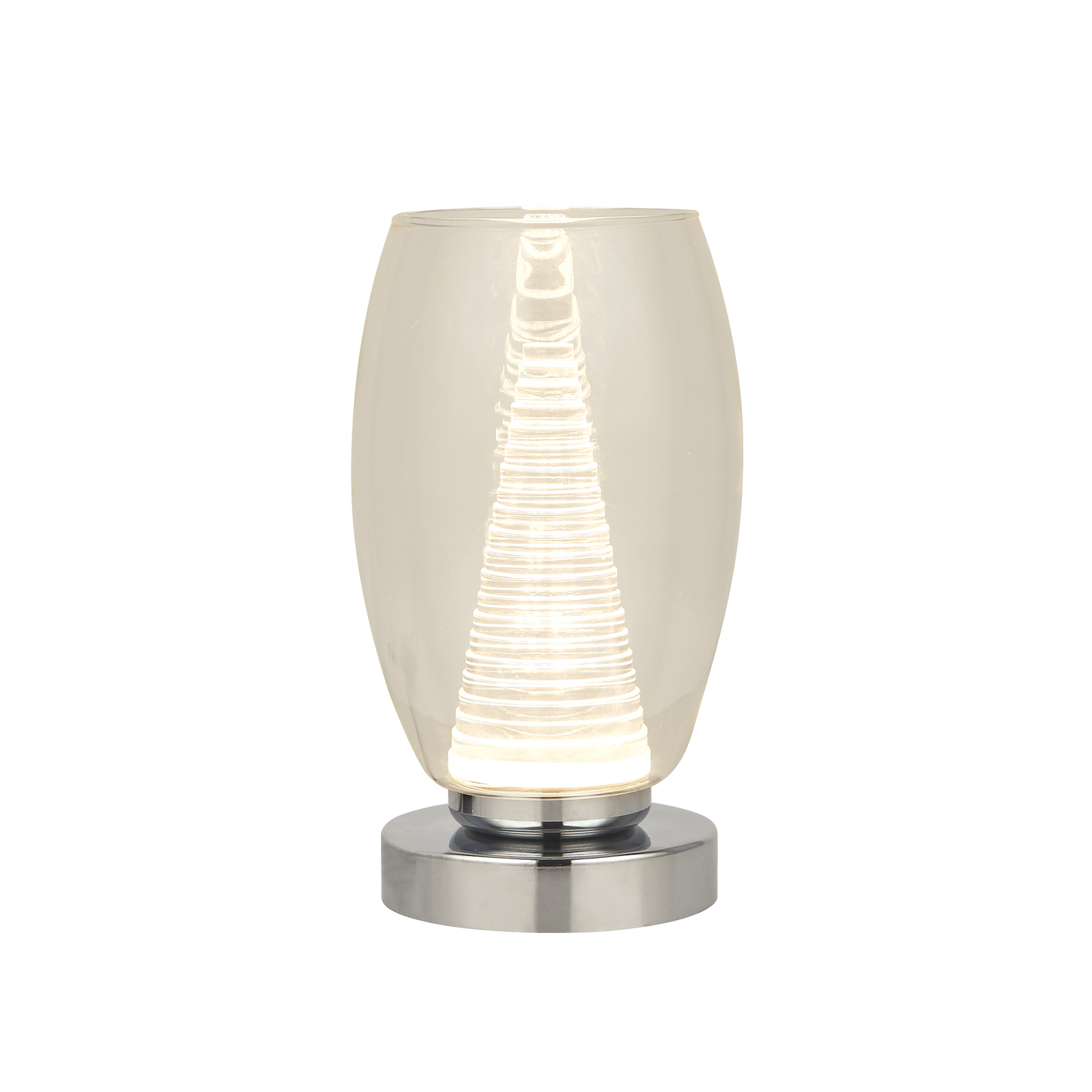 LED-Tischleuchte Cyclone, chromfarben, Glas, 20,5 cm hoch