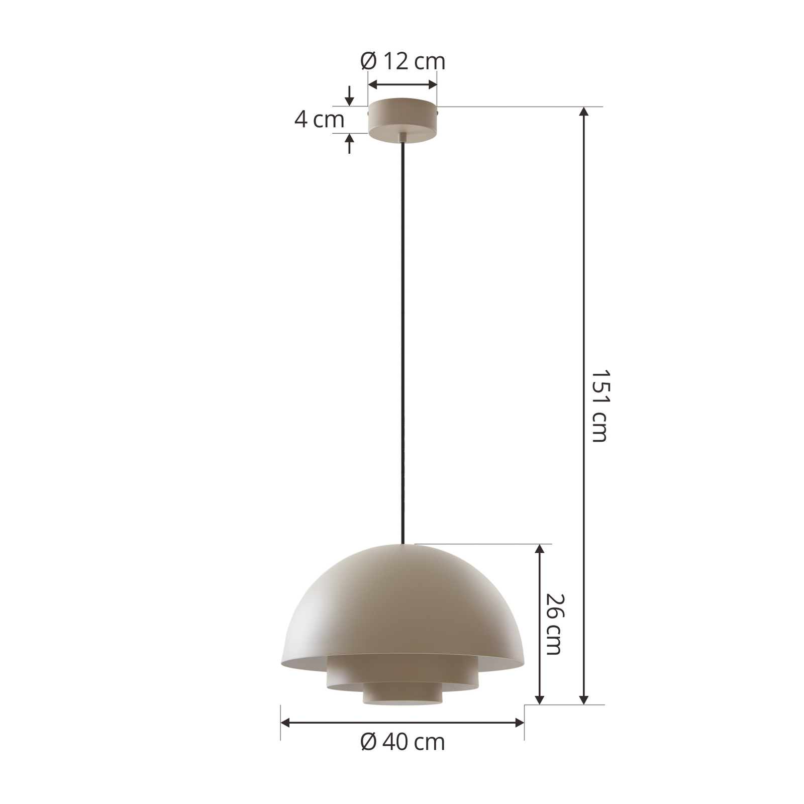 Lucande Nymara LED-es függőlámpa, bézs, alumínium, Ø 40 cm