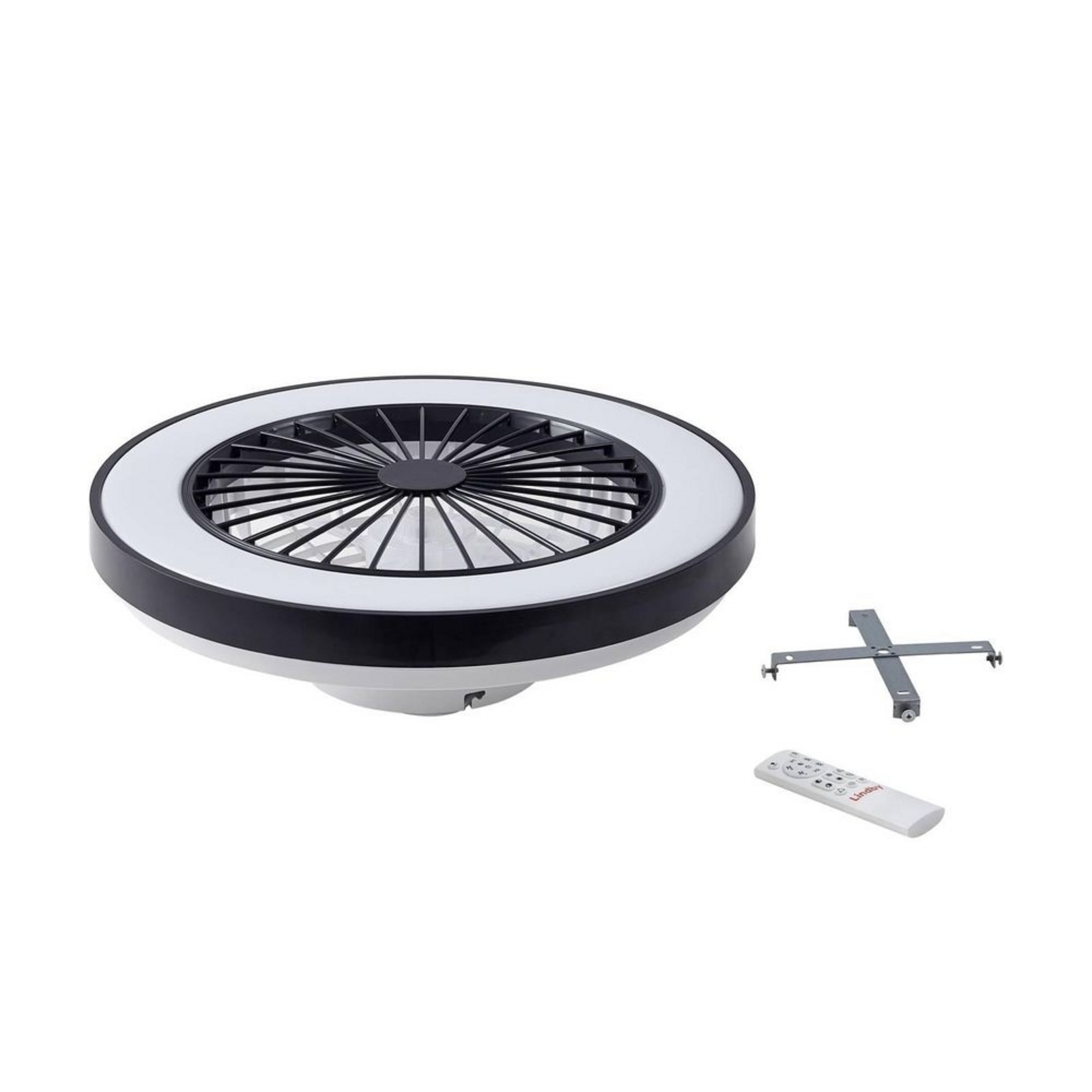 Teleo LED Stropní ventilátor Černá - Lindby