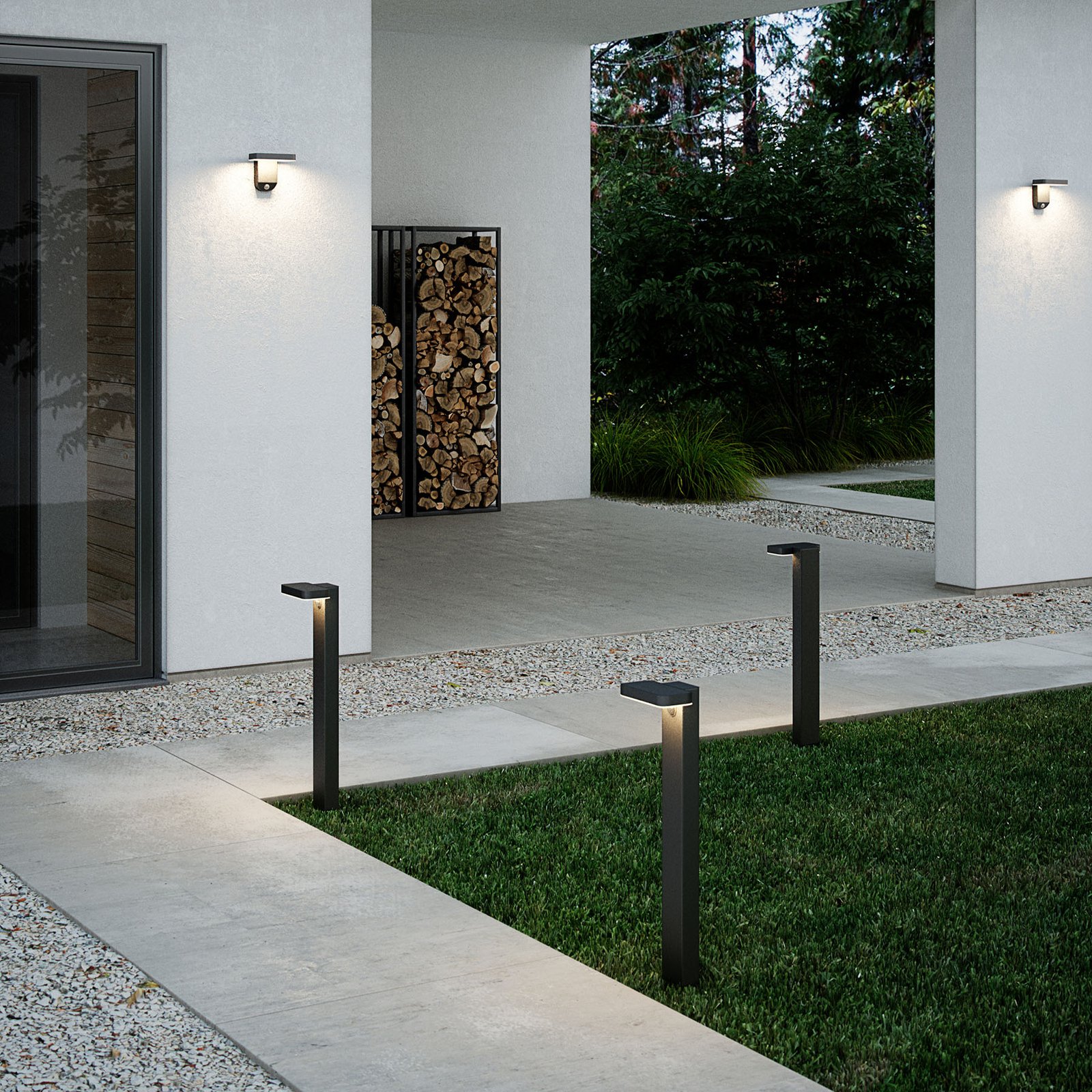 Rica Square LED Solar Aplique de Pared Black - Nordlux