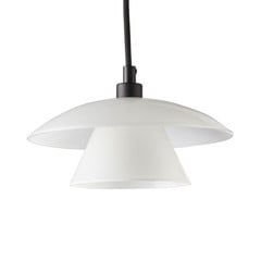 Dyberg Larsen lampada a sospensione Norup, Ø 38 cm, opale/nero, vetro