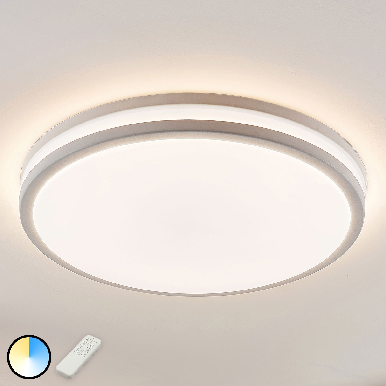 LED-taklampe Arnim i hvitt og rund form