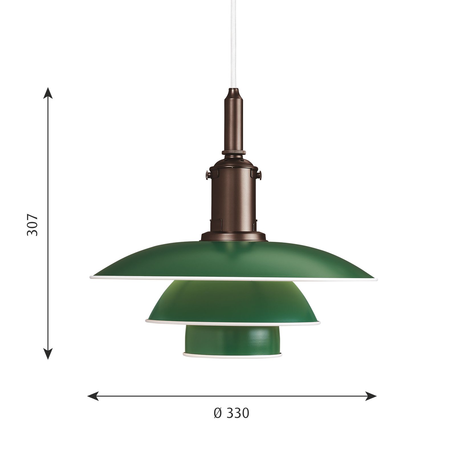 Louis Poulsen PH 3 1/2-3 viseća svjetiljka bakar/zelena