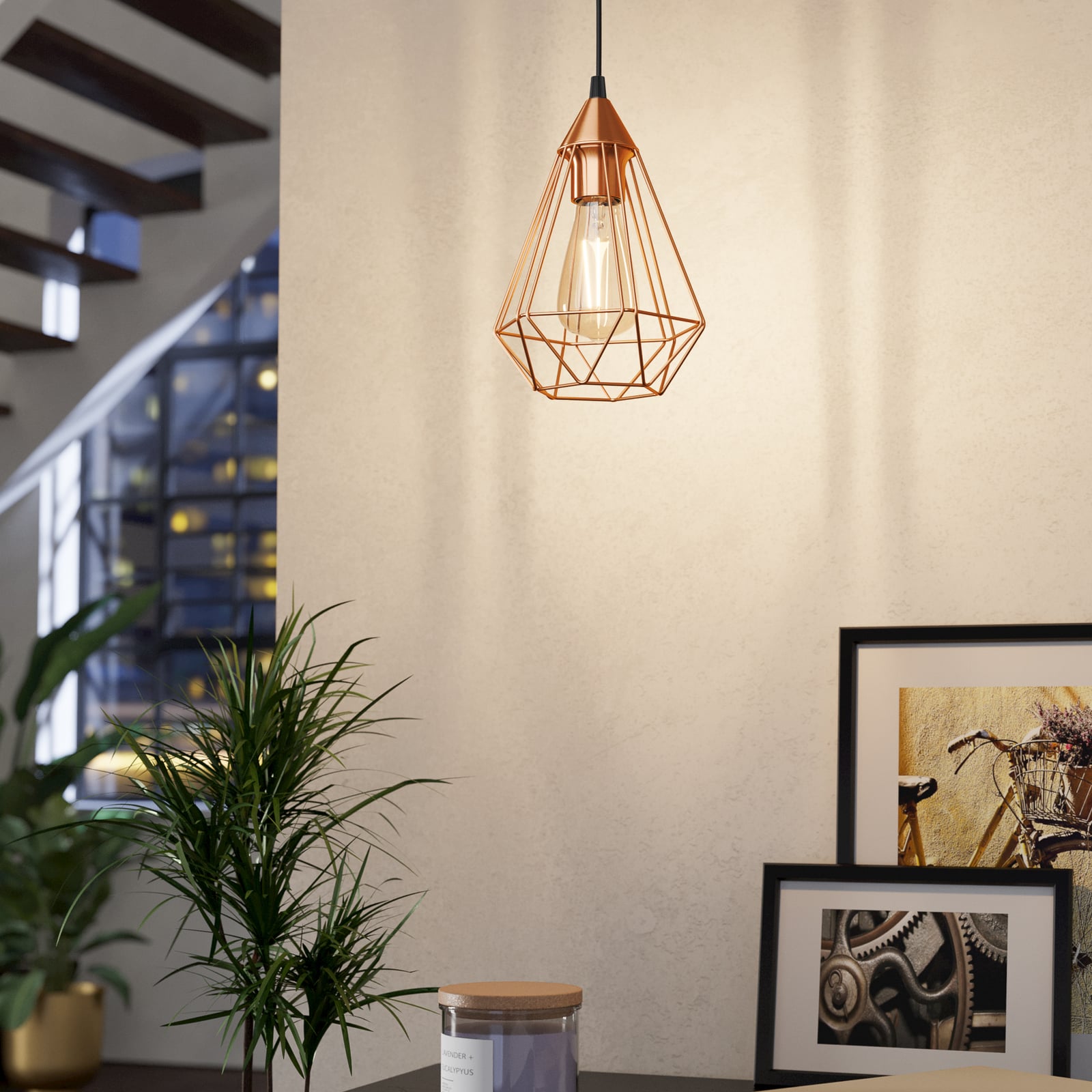 Pendellampe Tarbes, 1 lyskilde 17,5 cm, kobber