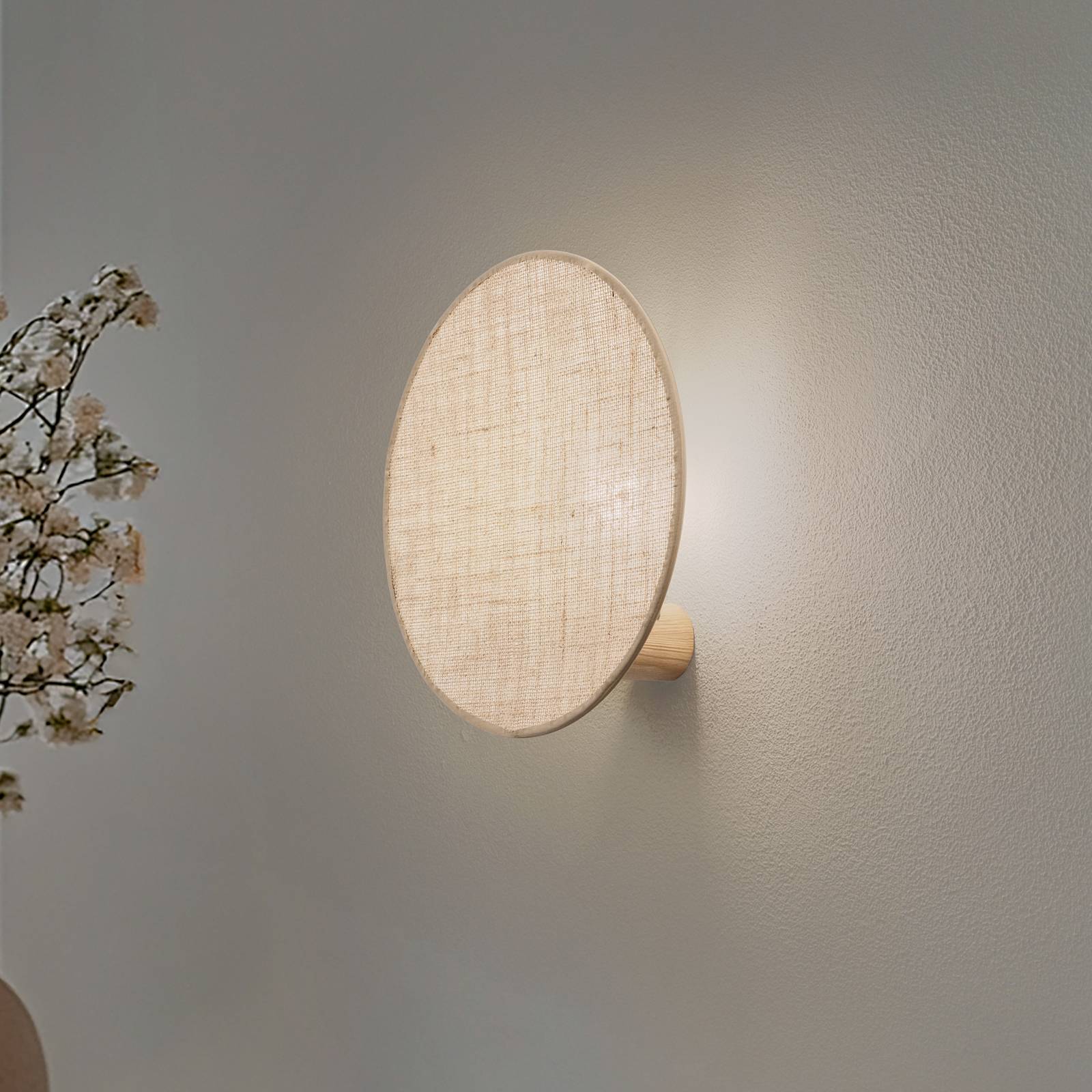 Wandleuchte Pulse, Juteschirm, naturbraun, Ø 30 cm günstig online kaufen