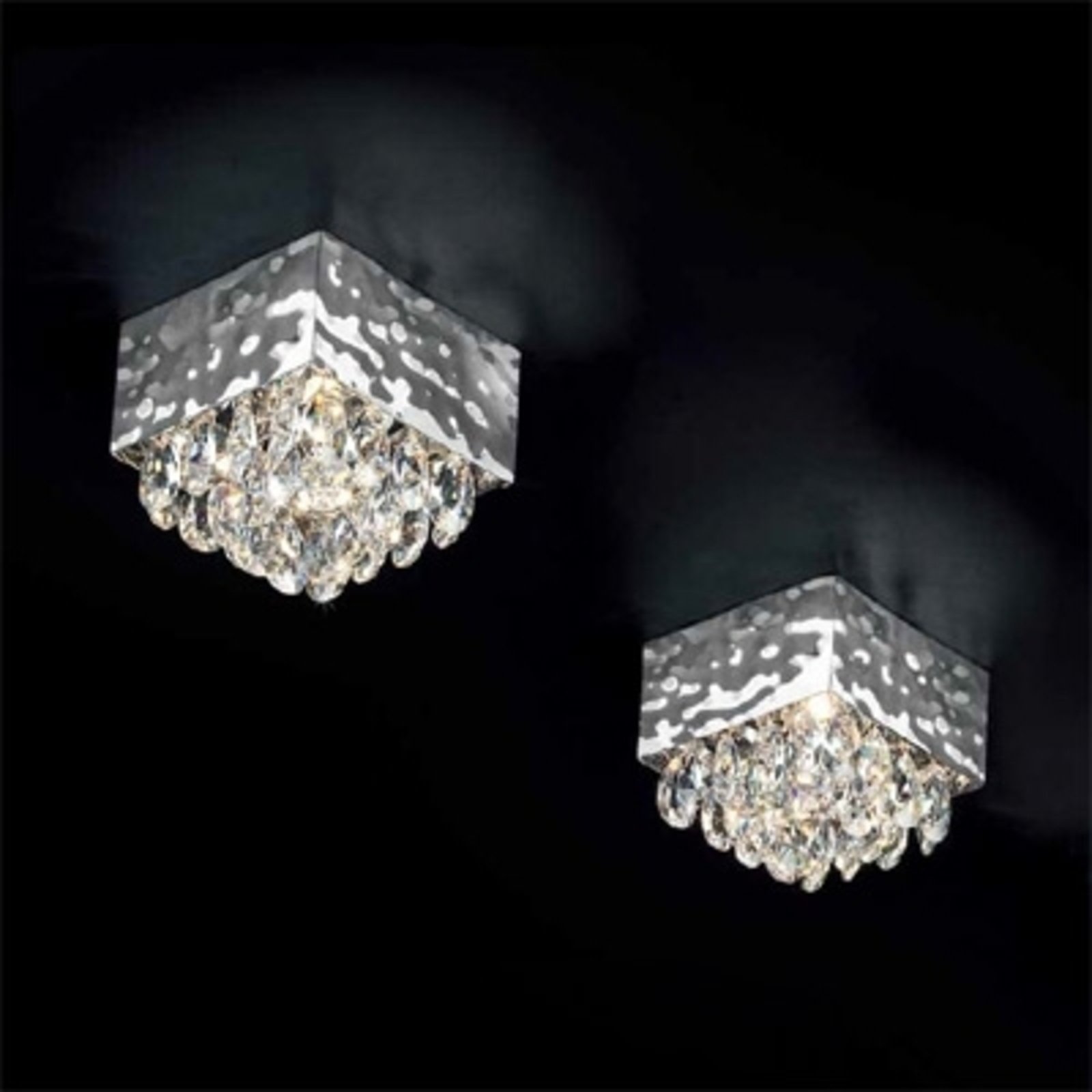 MAGMA ceiling light clear crystal elements 12x12cm
