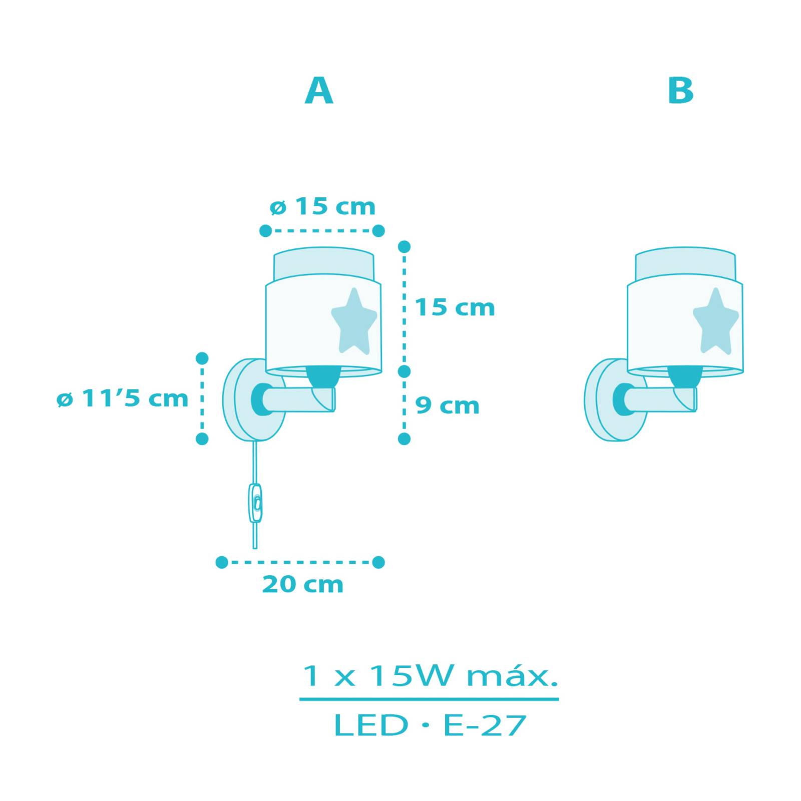 Dalber Baby Dreams Wandleuchte mit Stecker, blau günstig online kaufen