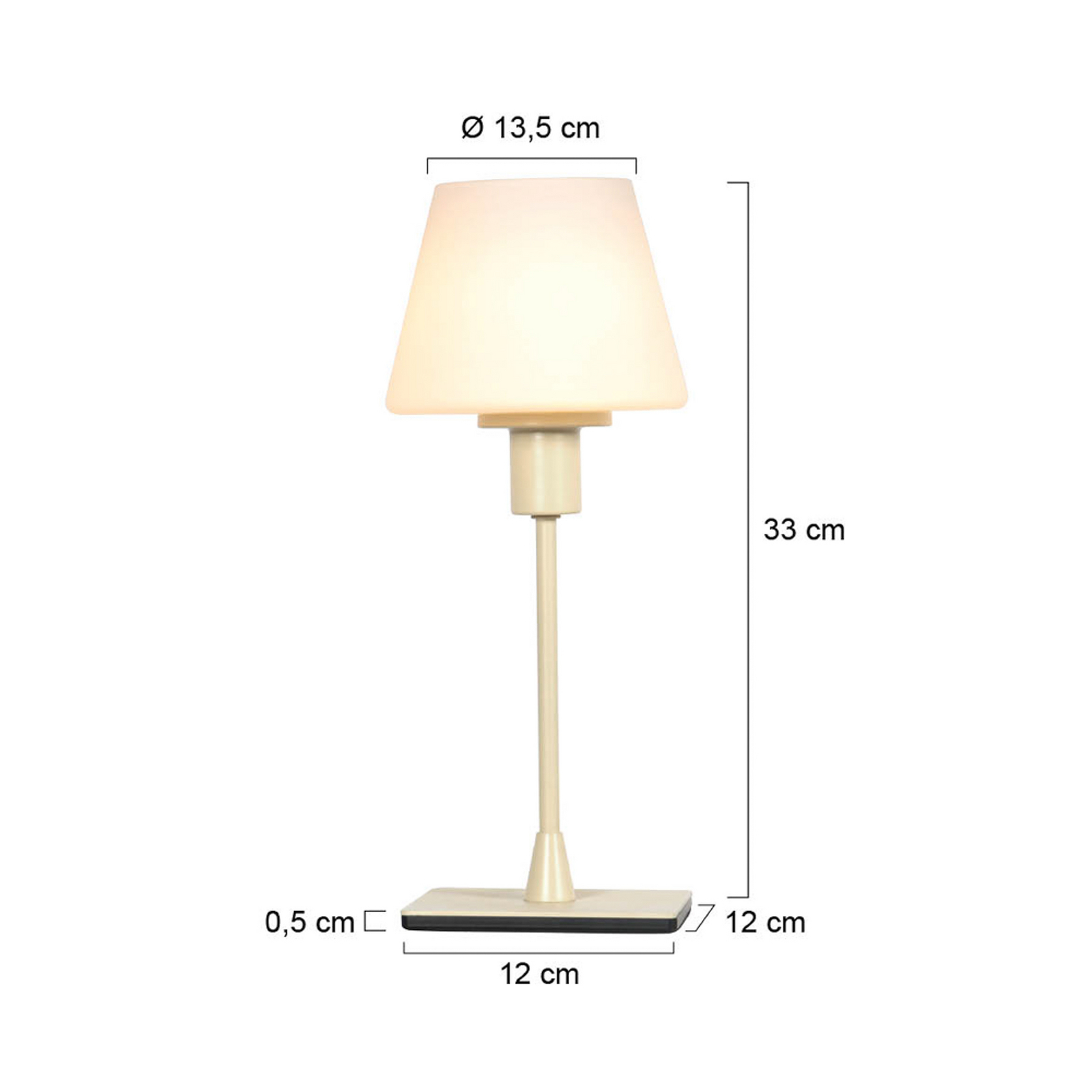 Galda lampa „Ancilla“, krēmkrāsā, augstums 33 cm, metāls, stikls, E14