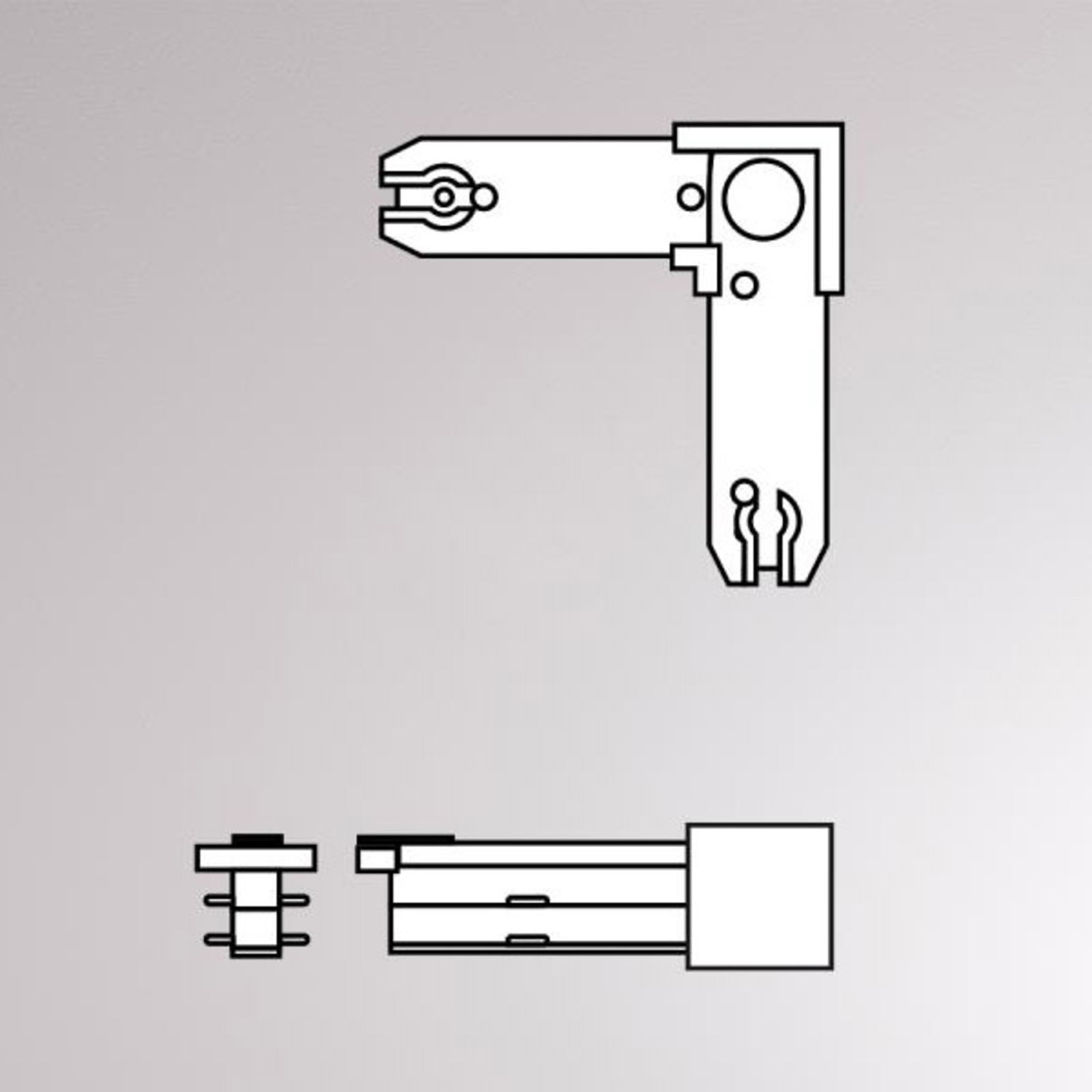 Corner connector Volare 2-circuit track 90°, white