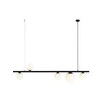 Suspension Garda 5, poutre, métal, verre, noir, 5 lampes