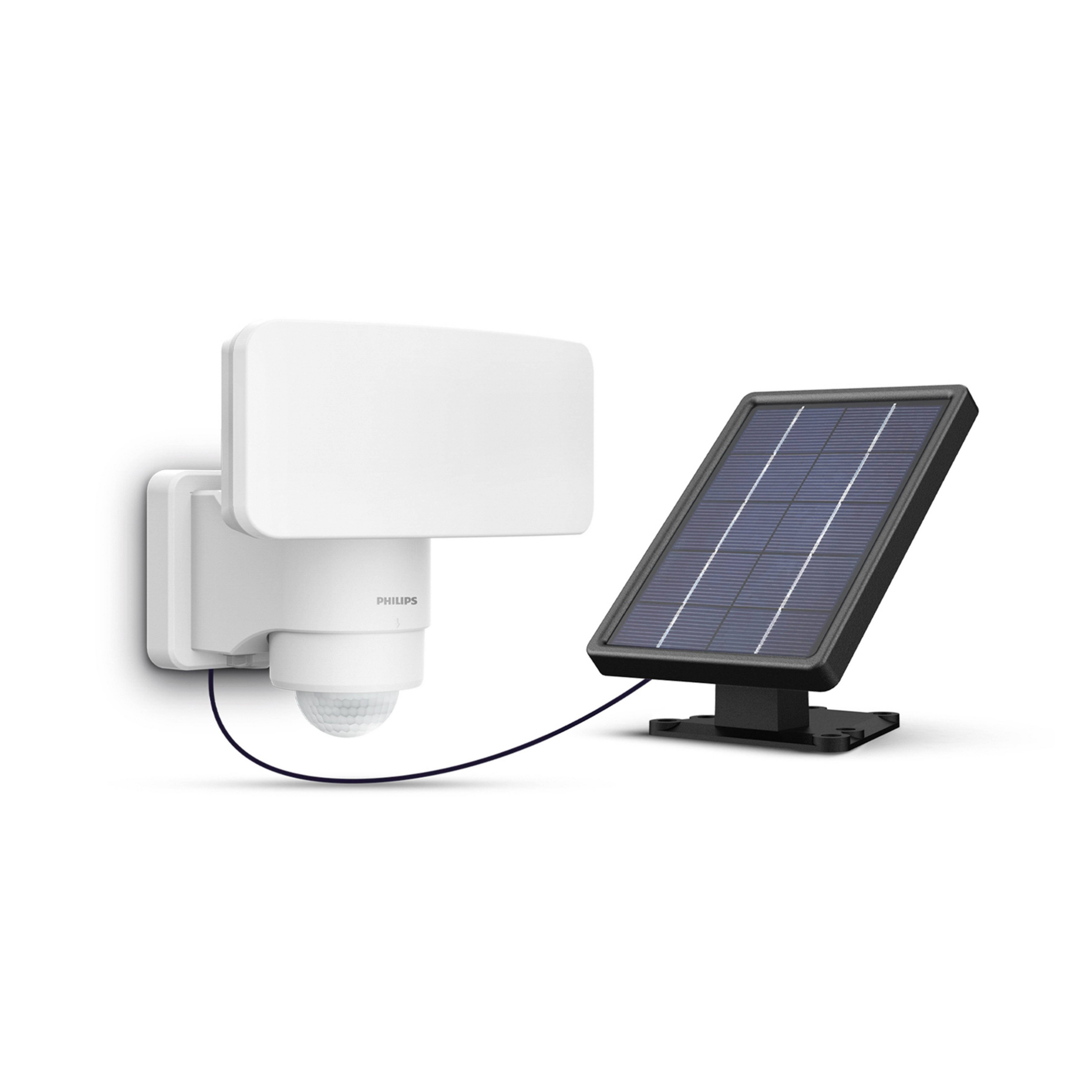 Philips LED-Solar-Außenstrahler Tylus, weiß, 3.000 K, Sensor