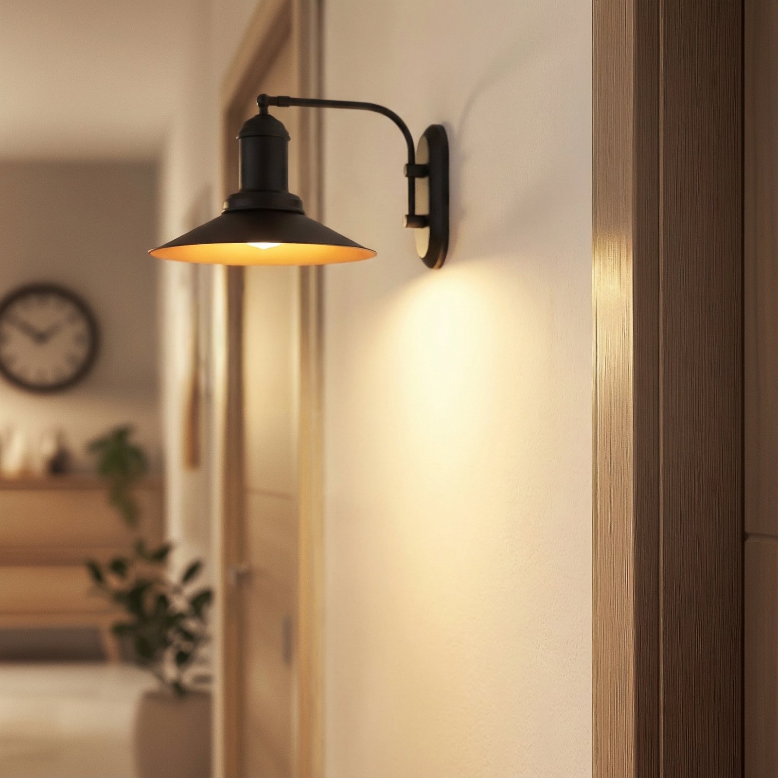 Aplică de perete Lorato, negru, înălțime 25 cm, metal, E27