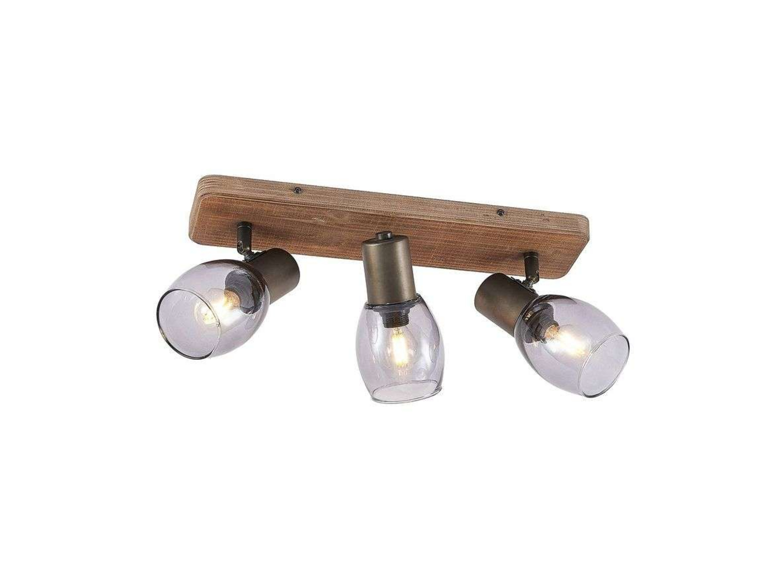 Ineska 3 Square Stropné Lampa Smoke/Wood - Lindby