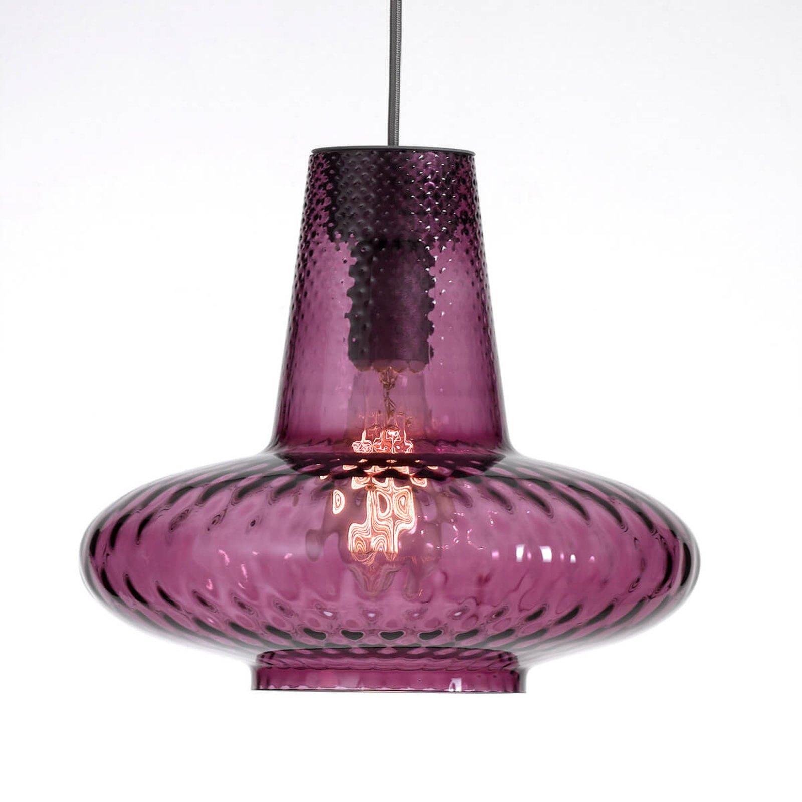 Ailati Timeless glass hanging lamp Giulietta, amethyst, for Living / Dining Room, blown glass, E27, 70 W, energy efficiency: A++, H: 27 cm