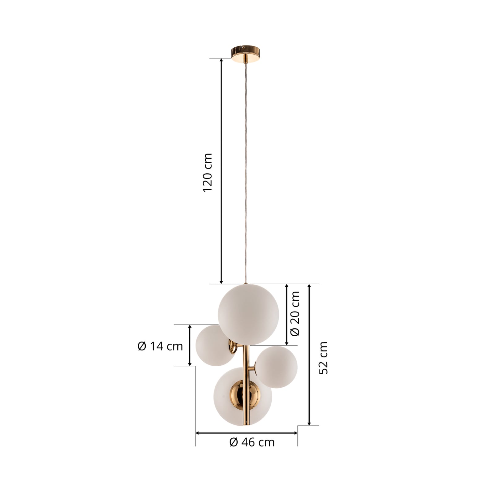 Dione Hängelampe, goldfarben, 4-flammig - ALDEX