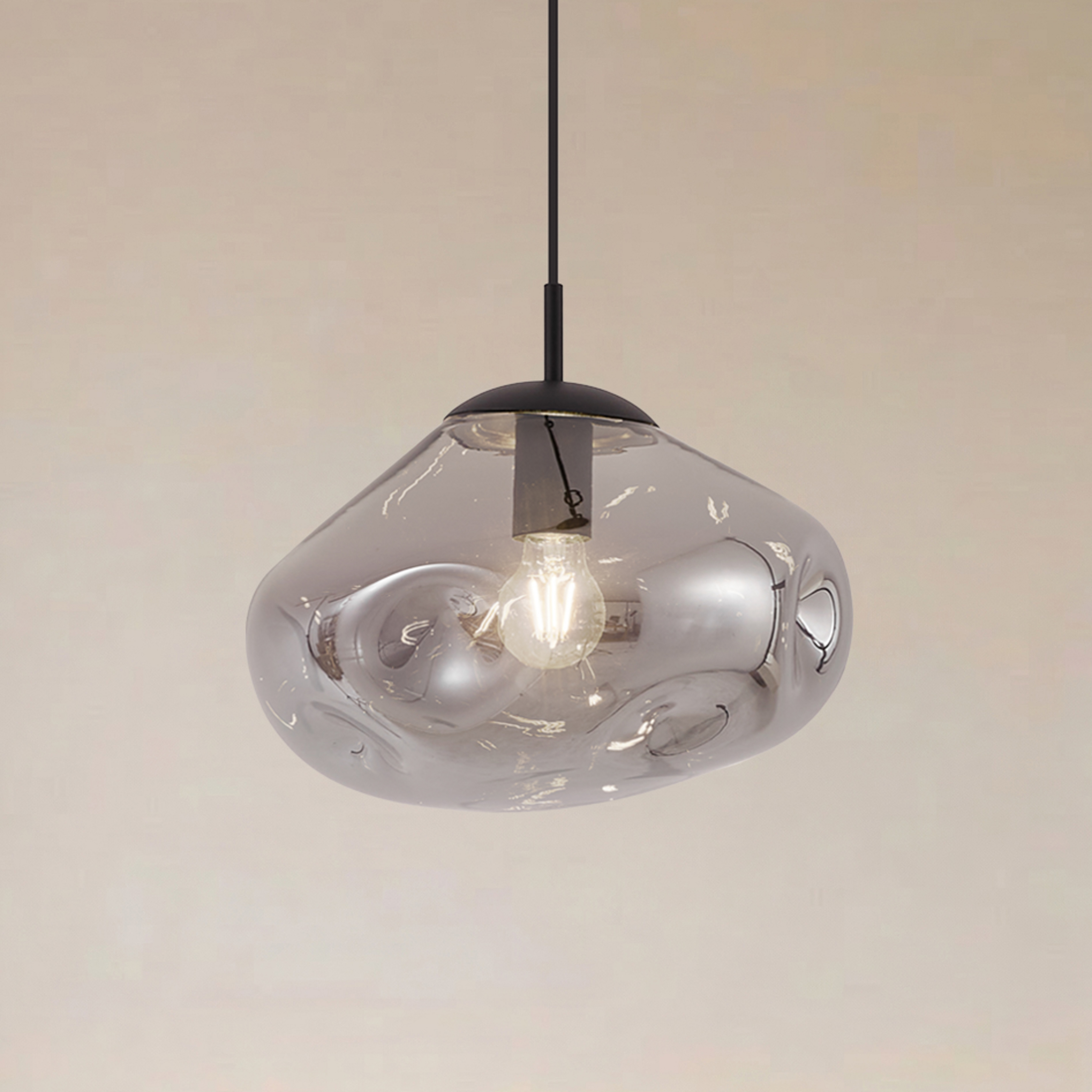 Lelia lampada a sospensione Ø 35 cm vetro grigio fumo - Lindby