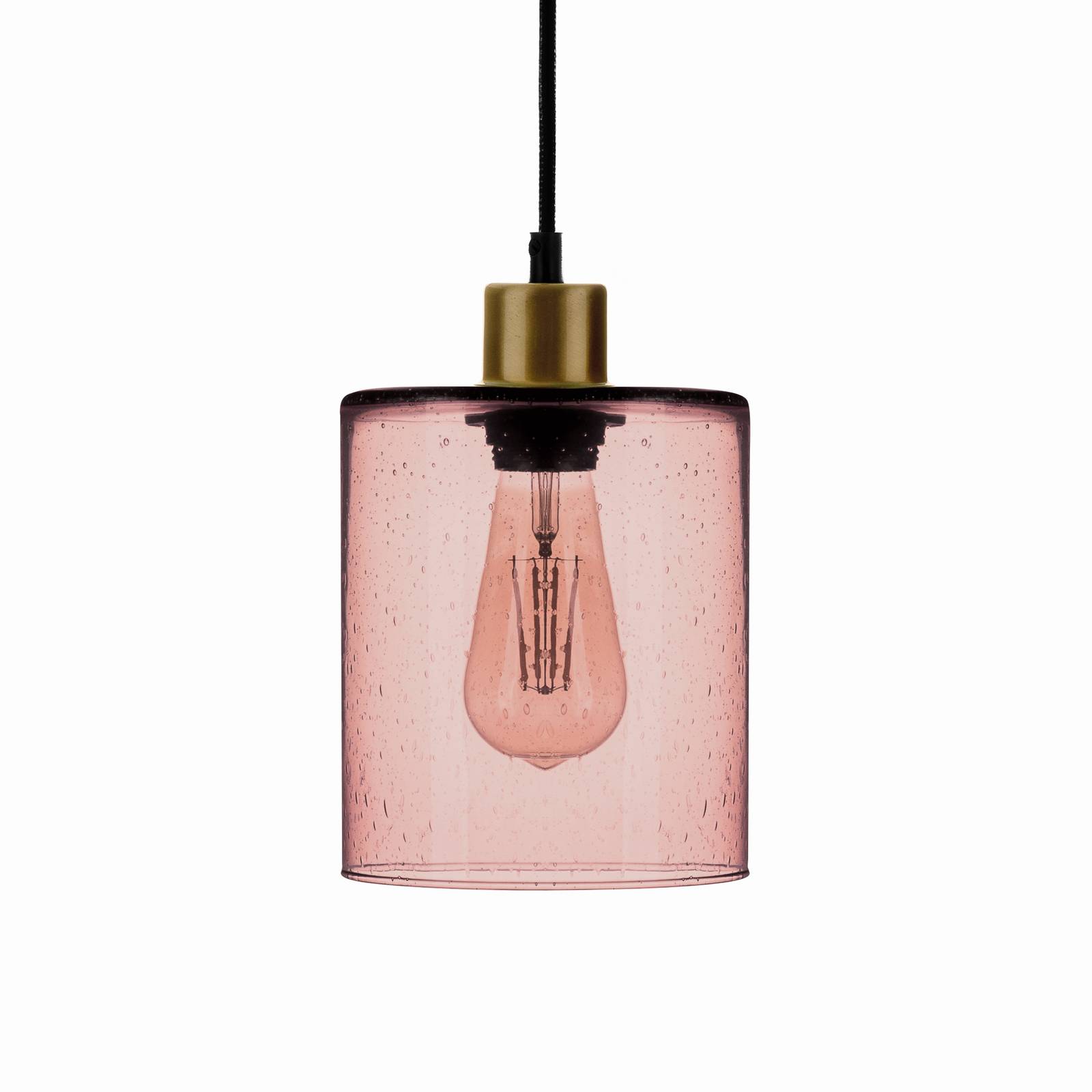 Levně Závěsná lampa Soda se stínidlem z růžového skla Ø 15 cm
