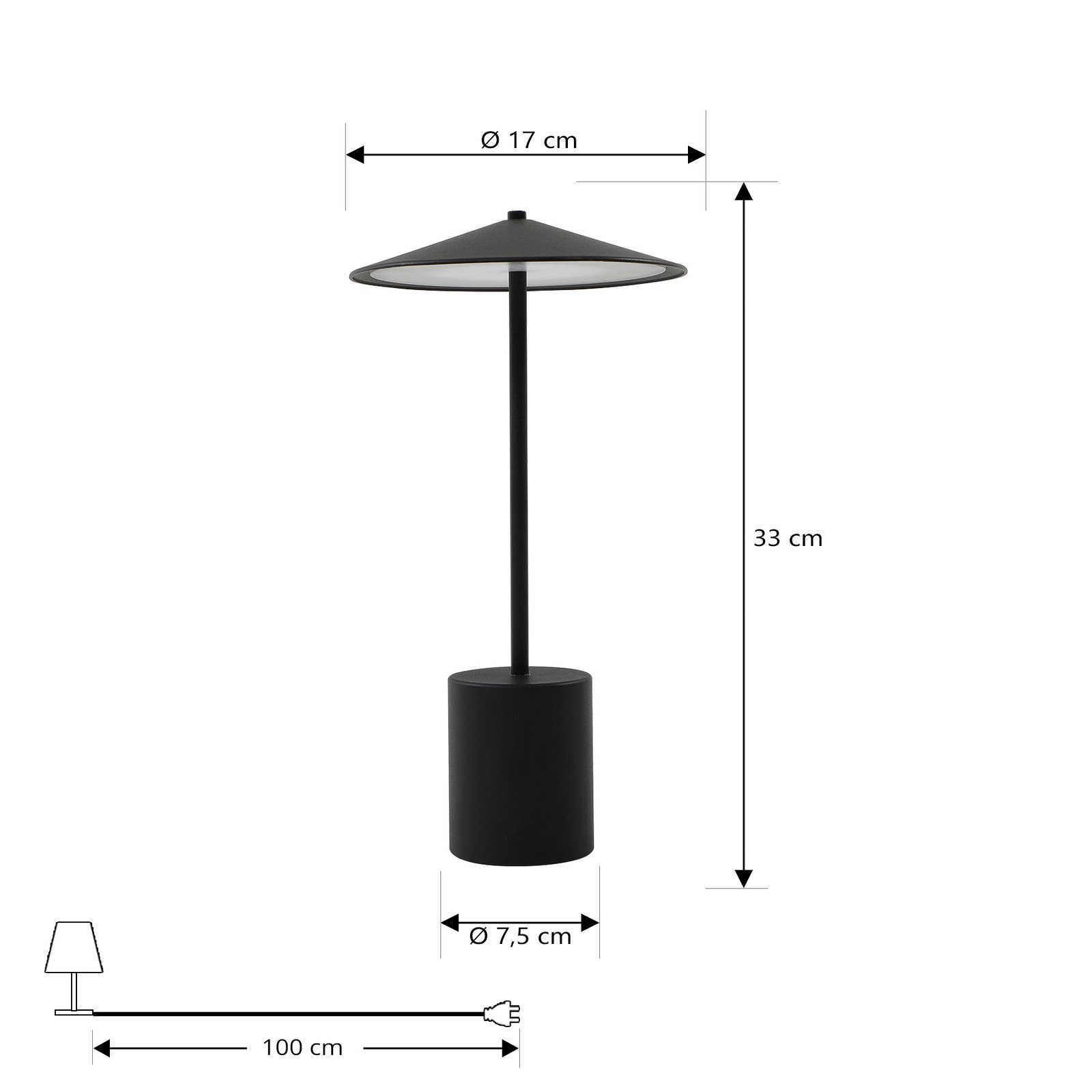 Ayva LED Portable Table Lamp IP44 Black - Lindby