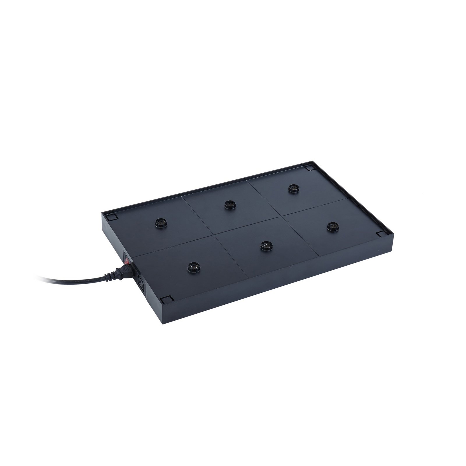 Lucande Quill charging station, black, polycarbonate, 6 lights
