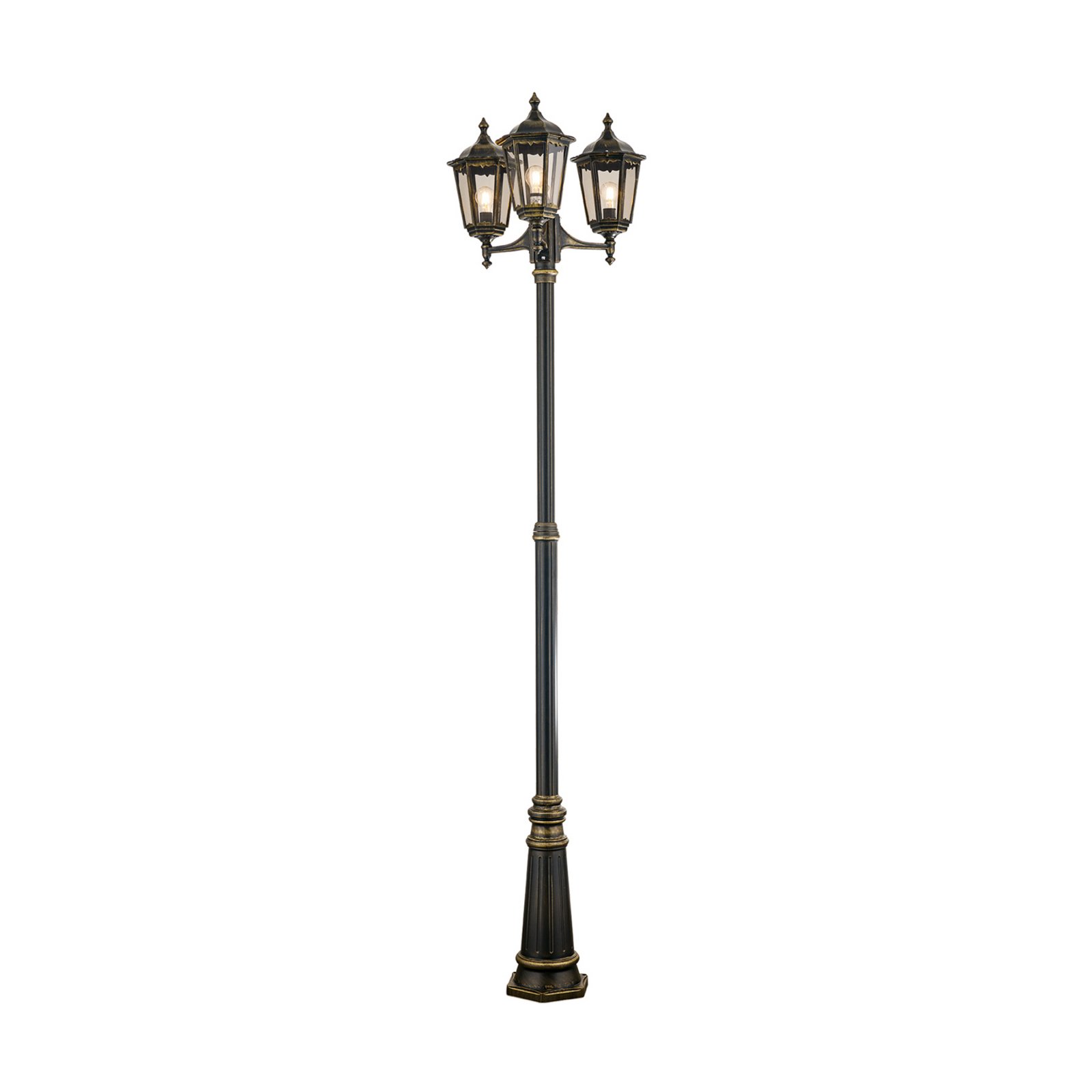 Puchberg lamp post, 3-bulb, 255 cm, white-gold