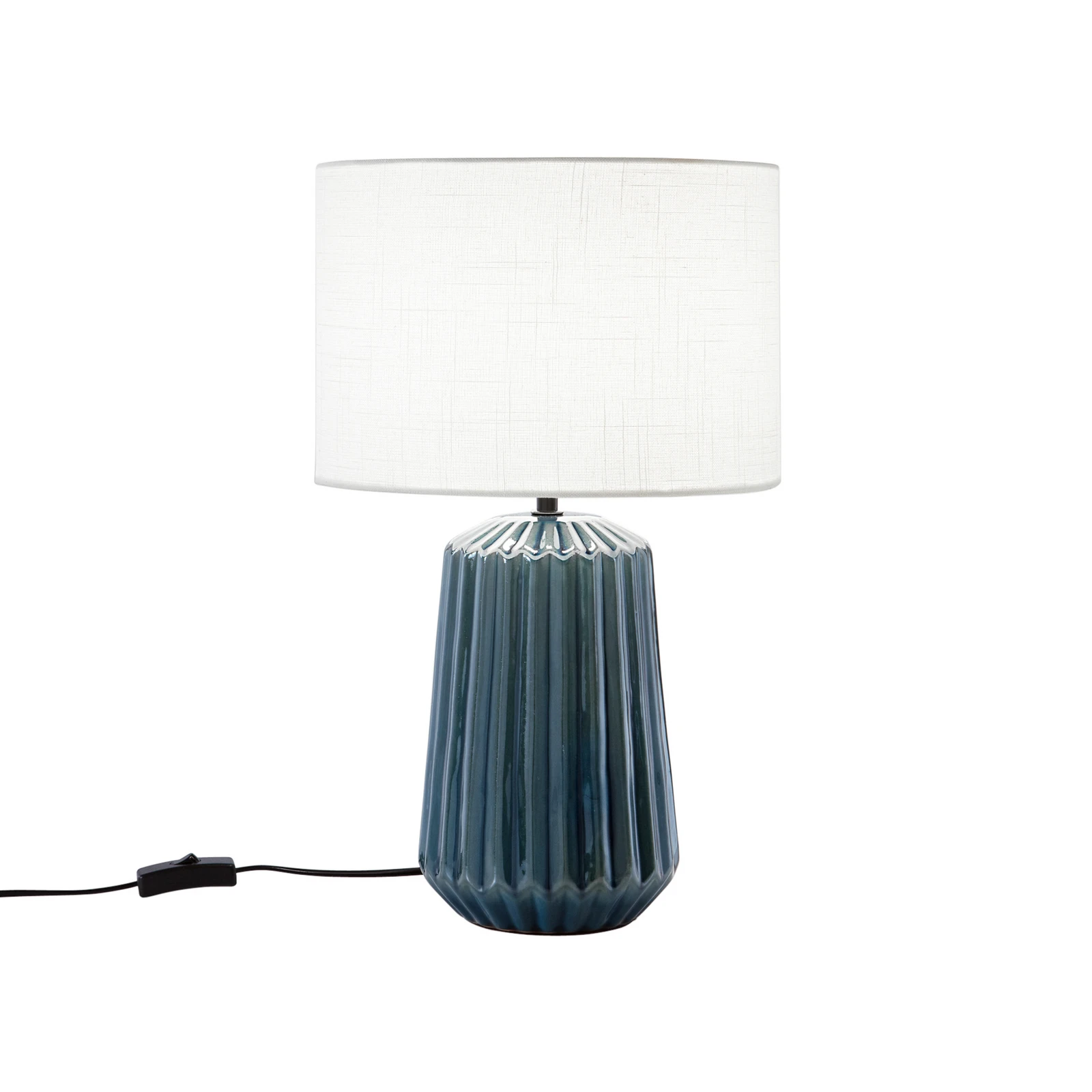 Stolová lampa Kiowa, výška 46 cm, modrá/biela, keramika/textil