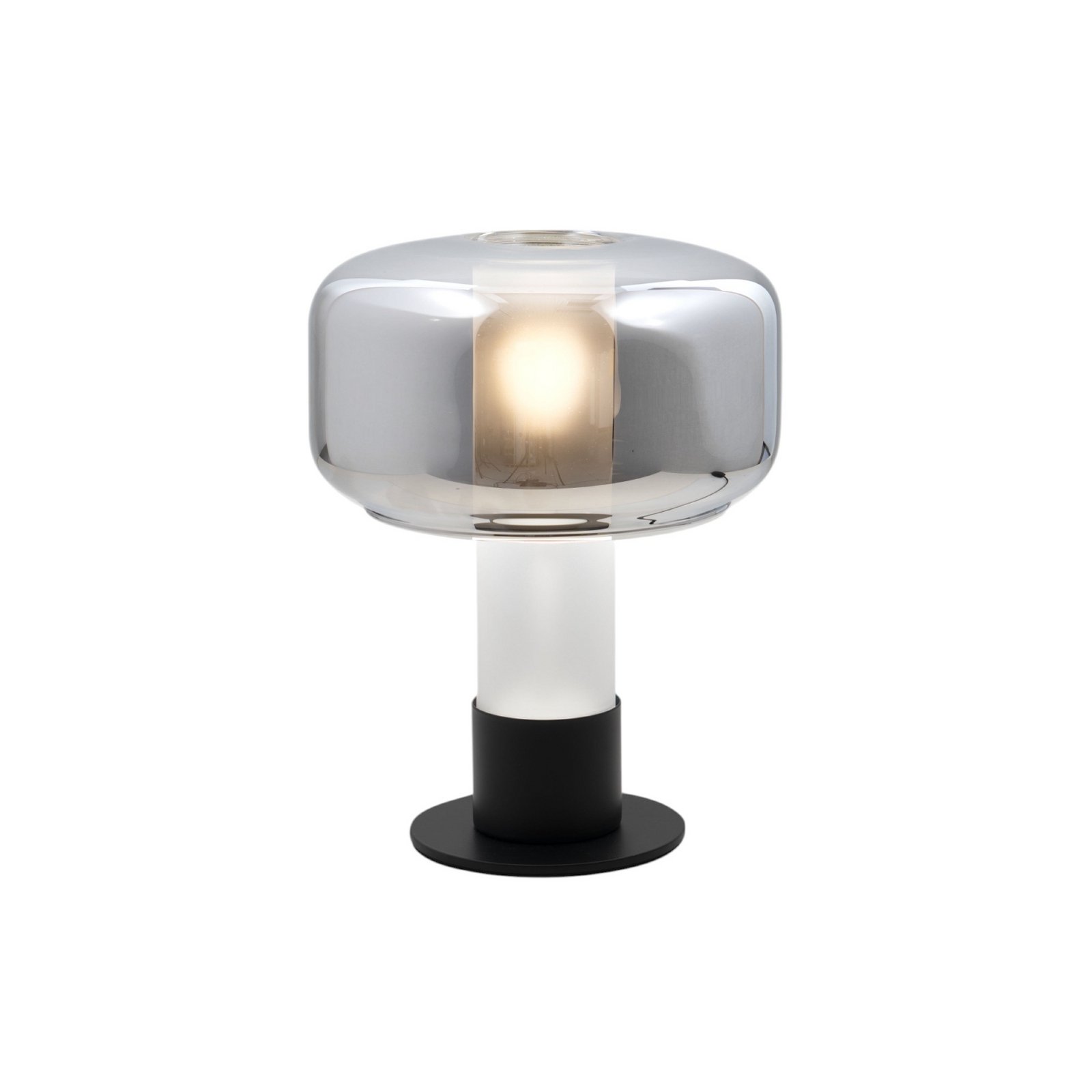Flick table lamp, smoky grey, glass, 28 cm, dimmable, E14