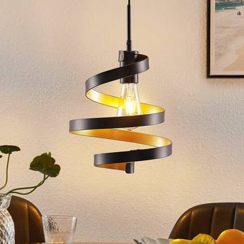Lindby Colten hanglamp, 1-lamp, zwart, goud